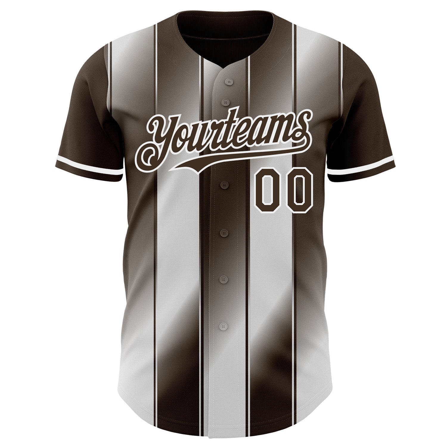 Custom Brown-White Gradient Classic Vertical Stripe Authentic Baseball Jersey