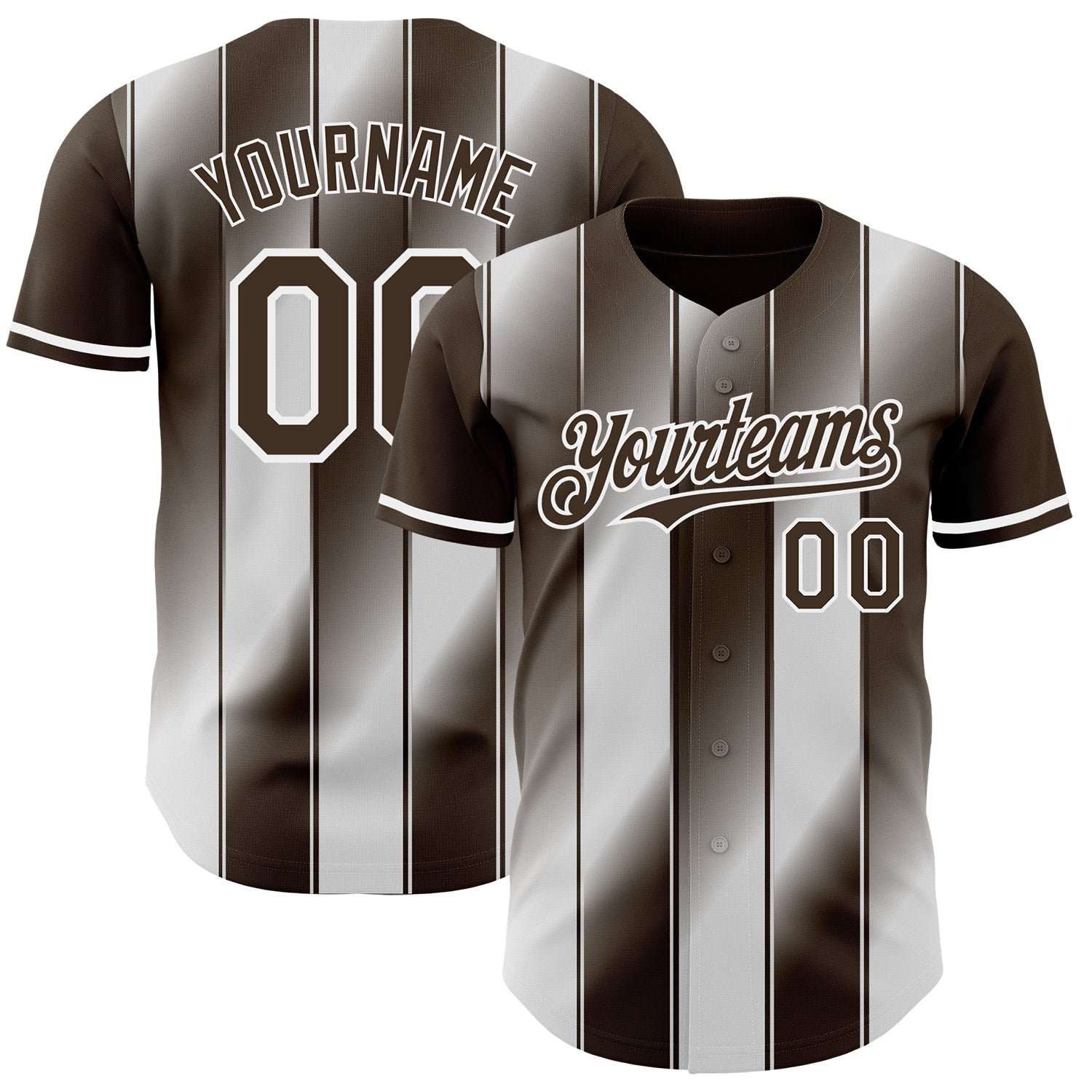 Custom Brown-White Gradient Classic Vertical Stripe Authentic Baseball Jersey