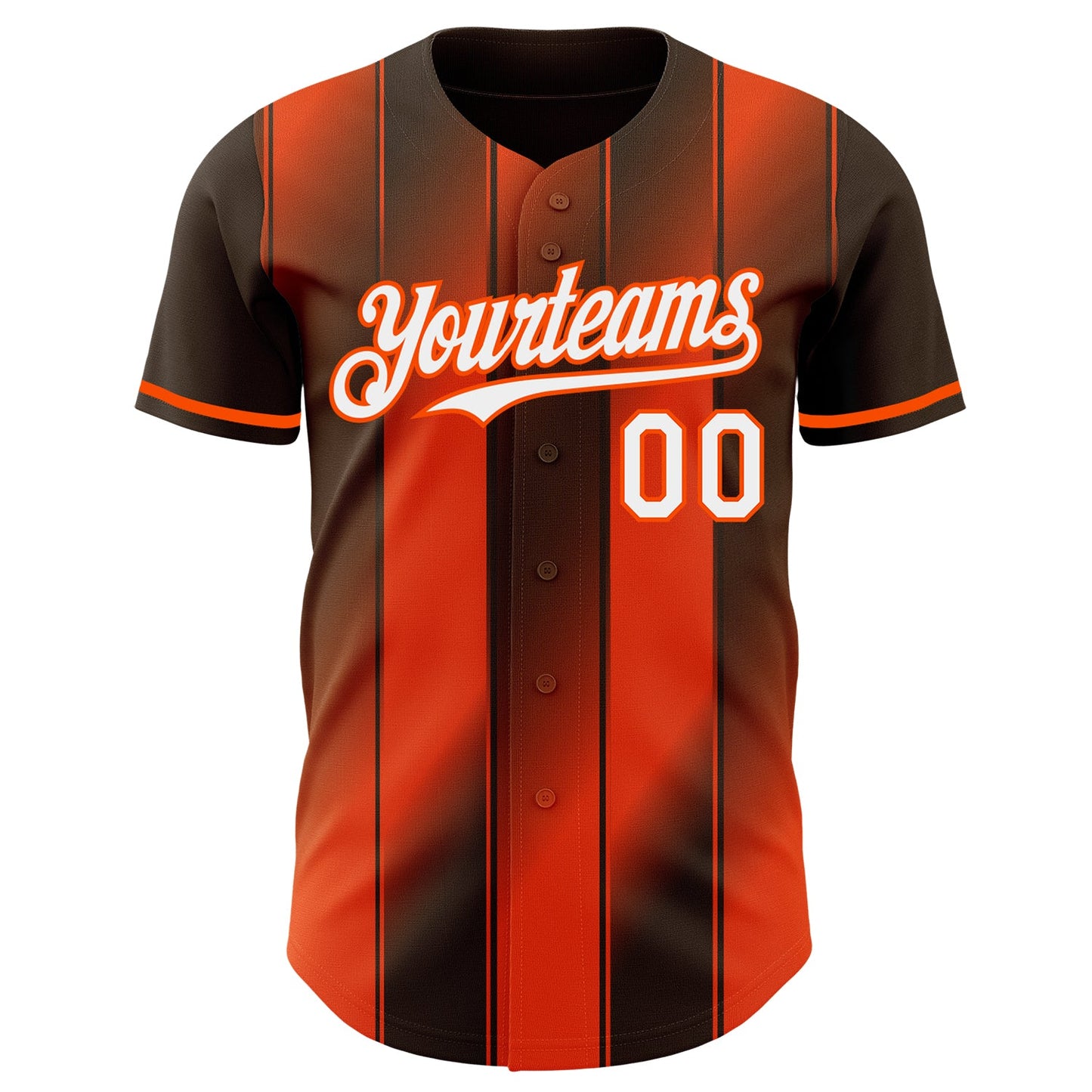 Custom Brown White-Orange Gradient Classic Vertical Stripe Authentic Baseball Jersey