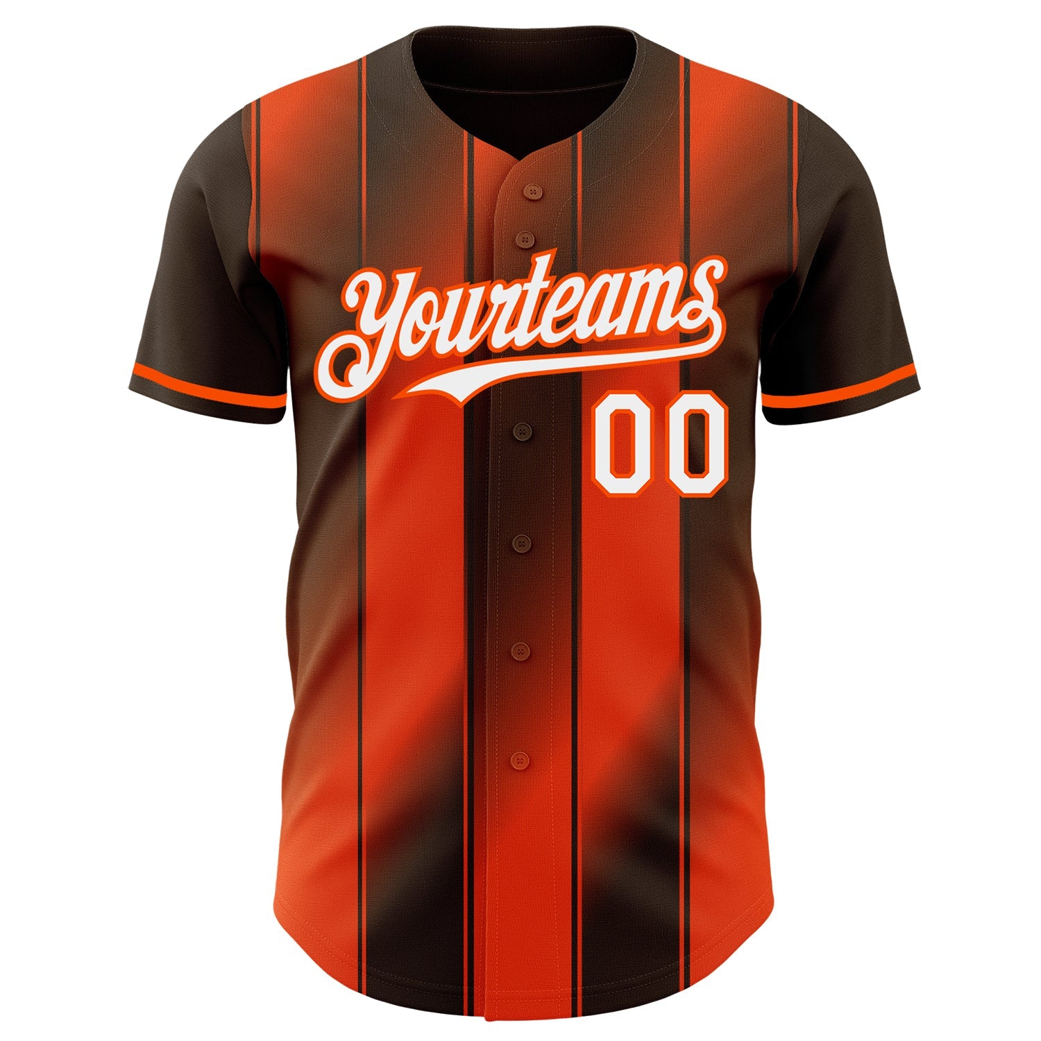 Custom Brown White-Orange Gradient Classic Vertical Stripe Authentic Baseball Jersey