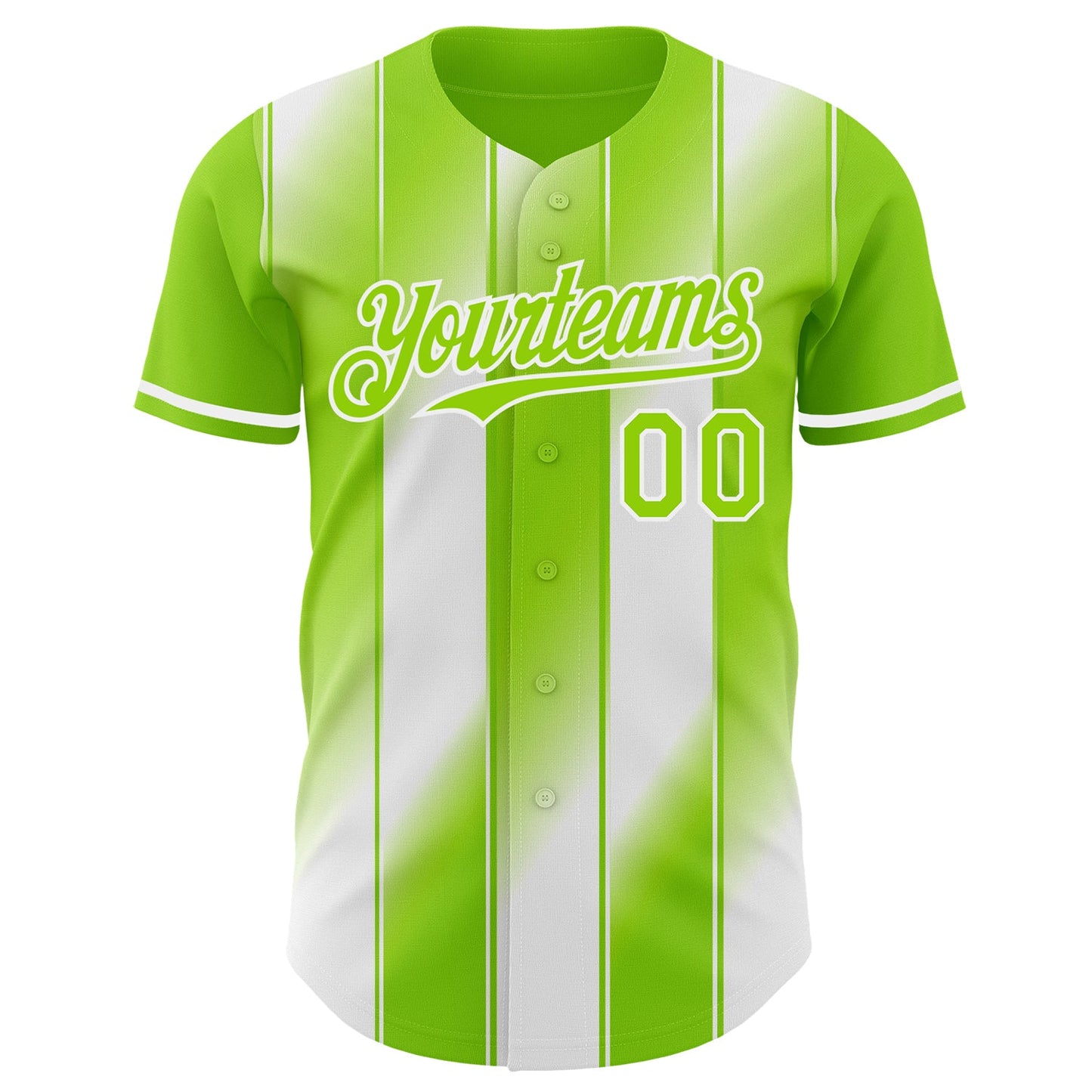 Custom Neon Green-White Gradient Classic Vertical Stripe Authentic Baseball Jersey