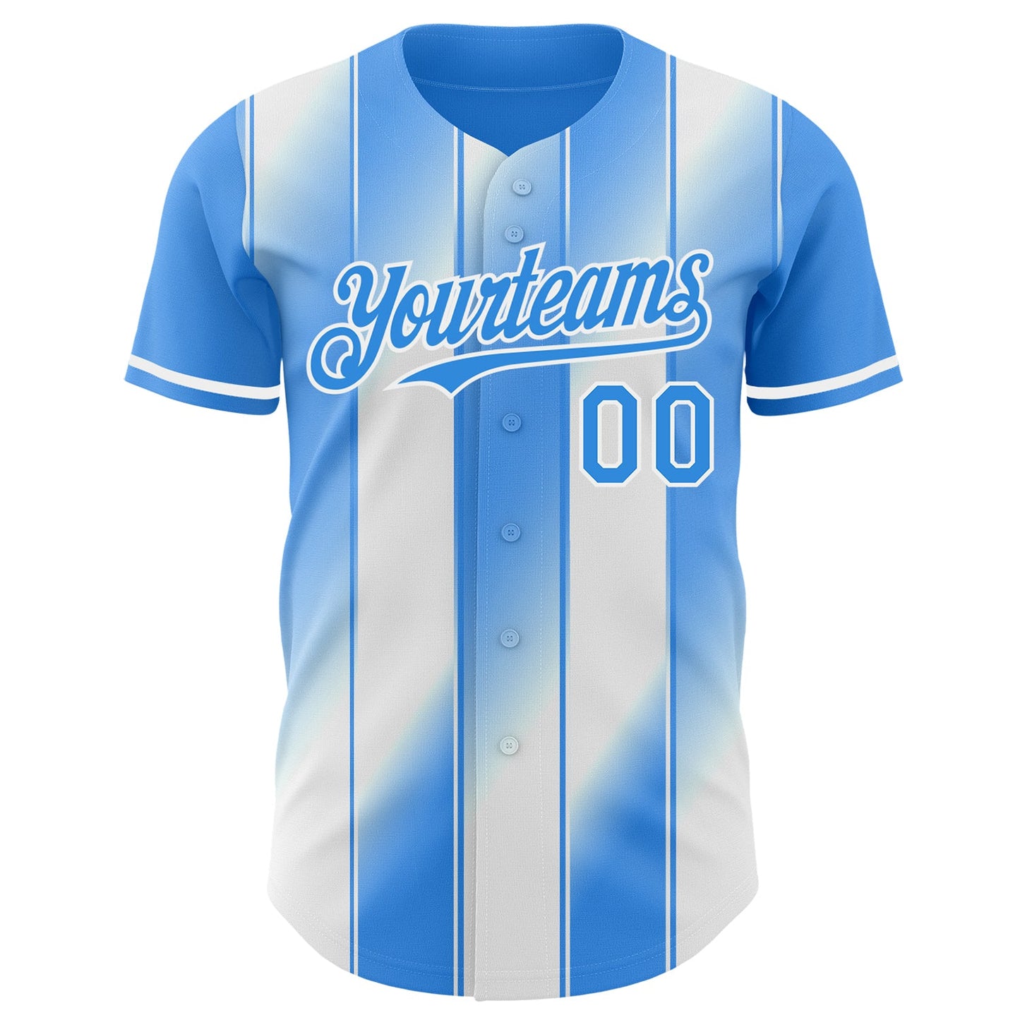Custom Electric Blue-White Gradient Classic Vertical Stripe Authentic Baseball Jersey