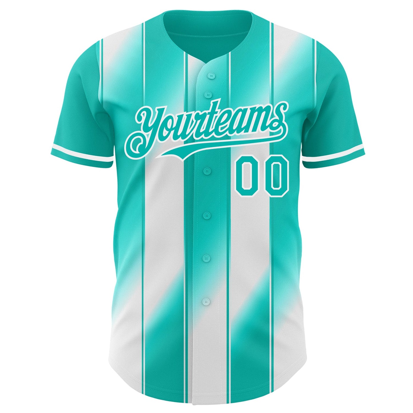 Custom Aqua-White Gradient Classic Vertical Stripe Authentic Baseball Jersey