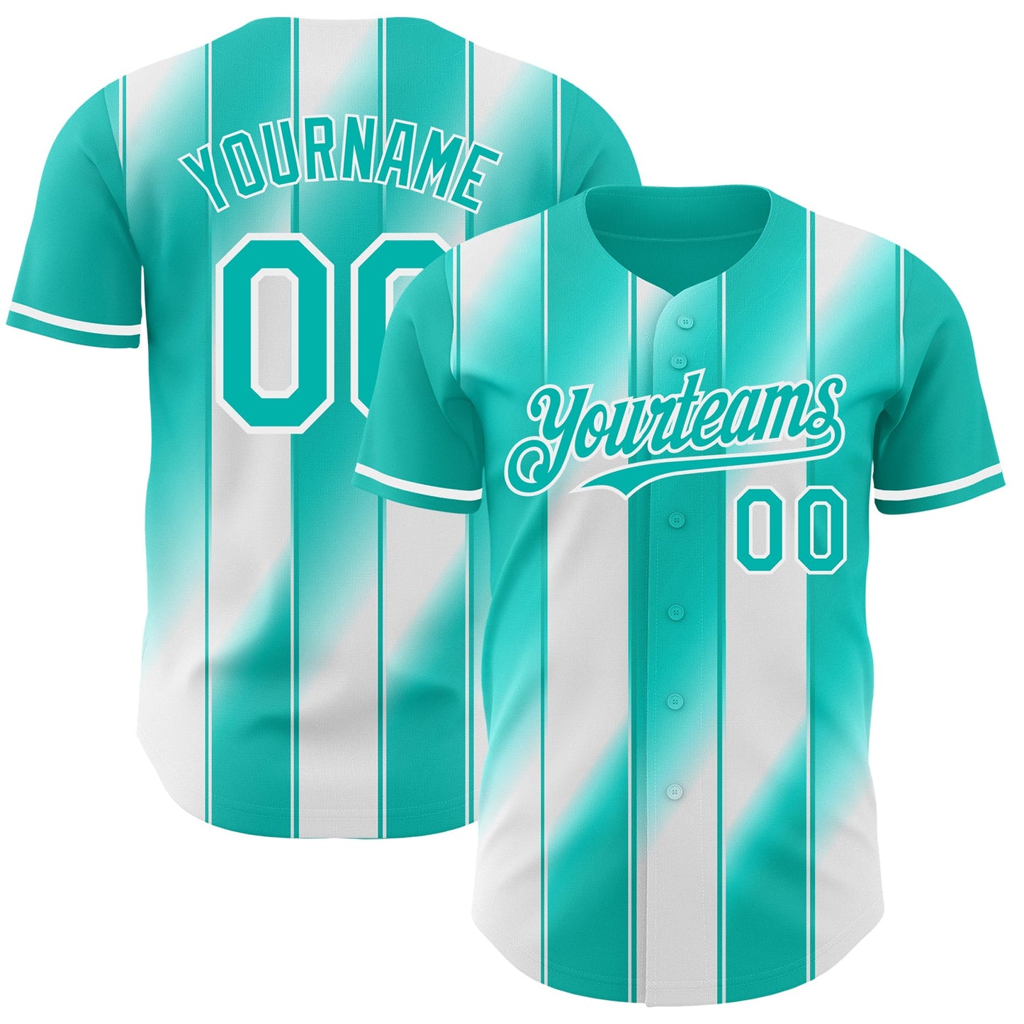 Custom Aqua-White Gradient Classic Vertical Stripe Authentic Baseball Jersey