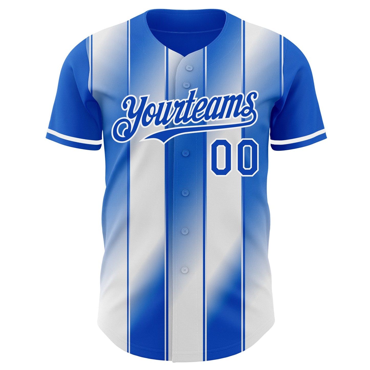 Custom Thunder Blue-White Gradient Classic Vertical Stripe Authentic Baseball Jersey