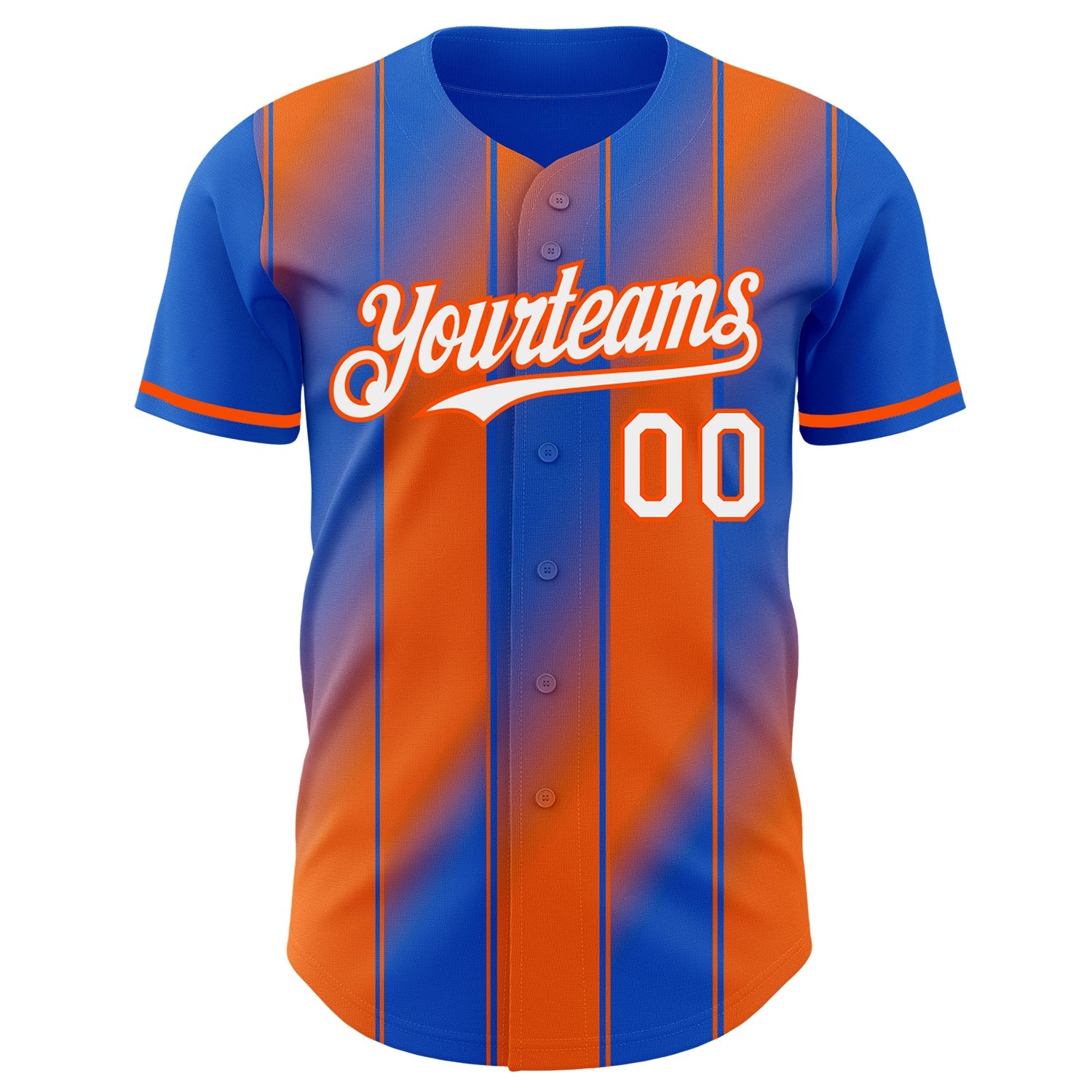 Custom Thunder Blue White-Orange Gradient Classic Vertical Stripe Authentic Baseball Jersey