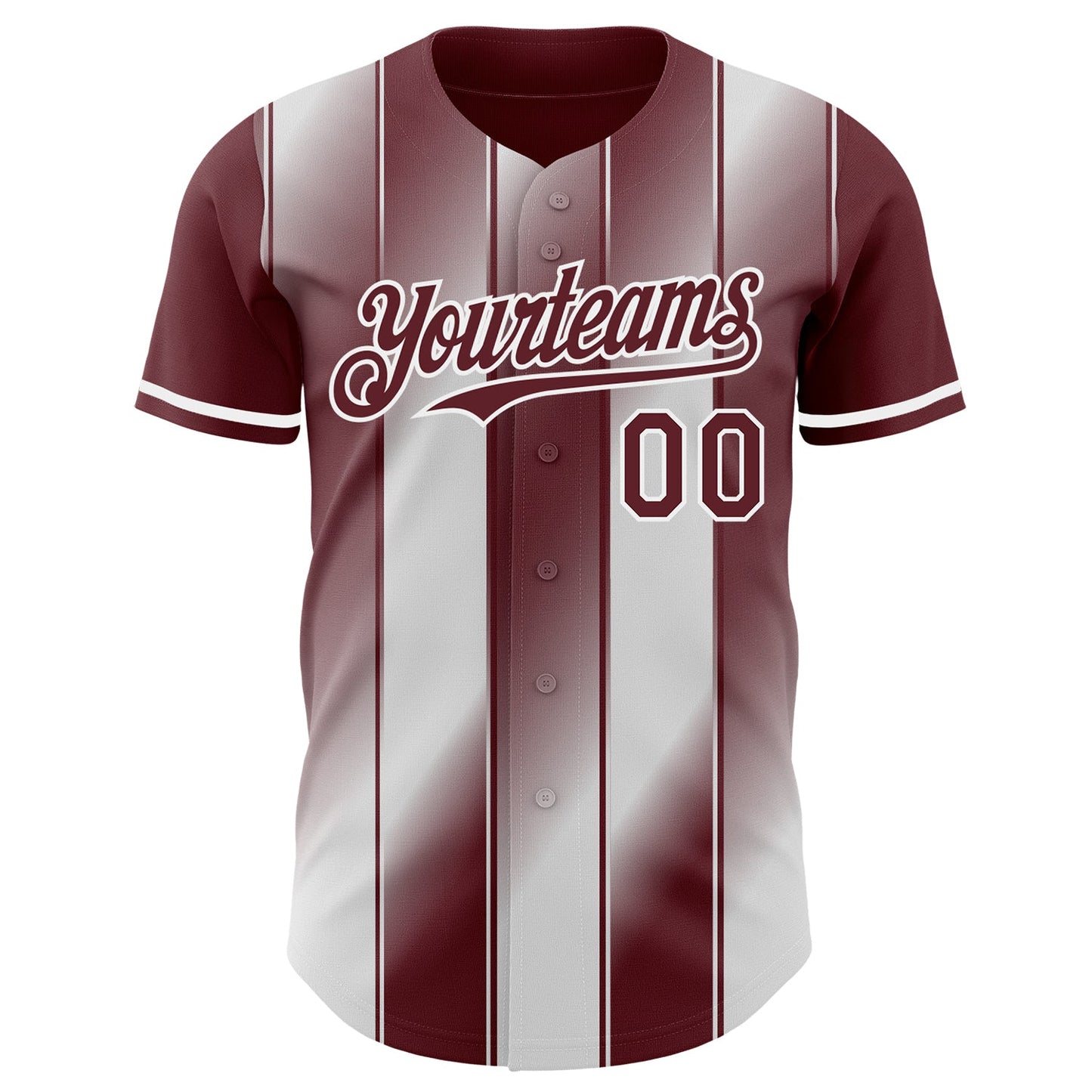 Custom Burgundy-White Gradient Classic Vertical Stripe Authentic Baseball Jersey