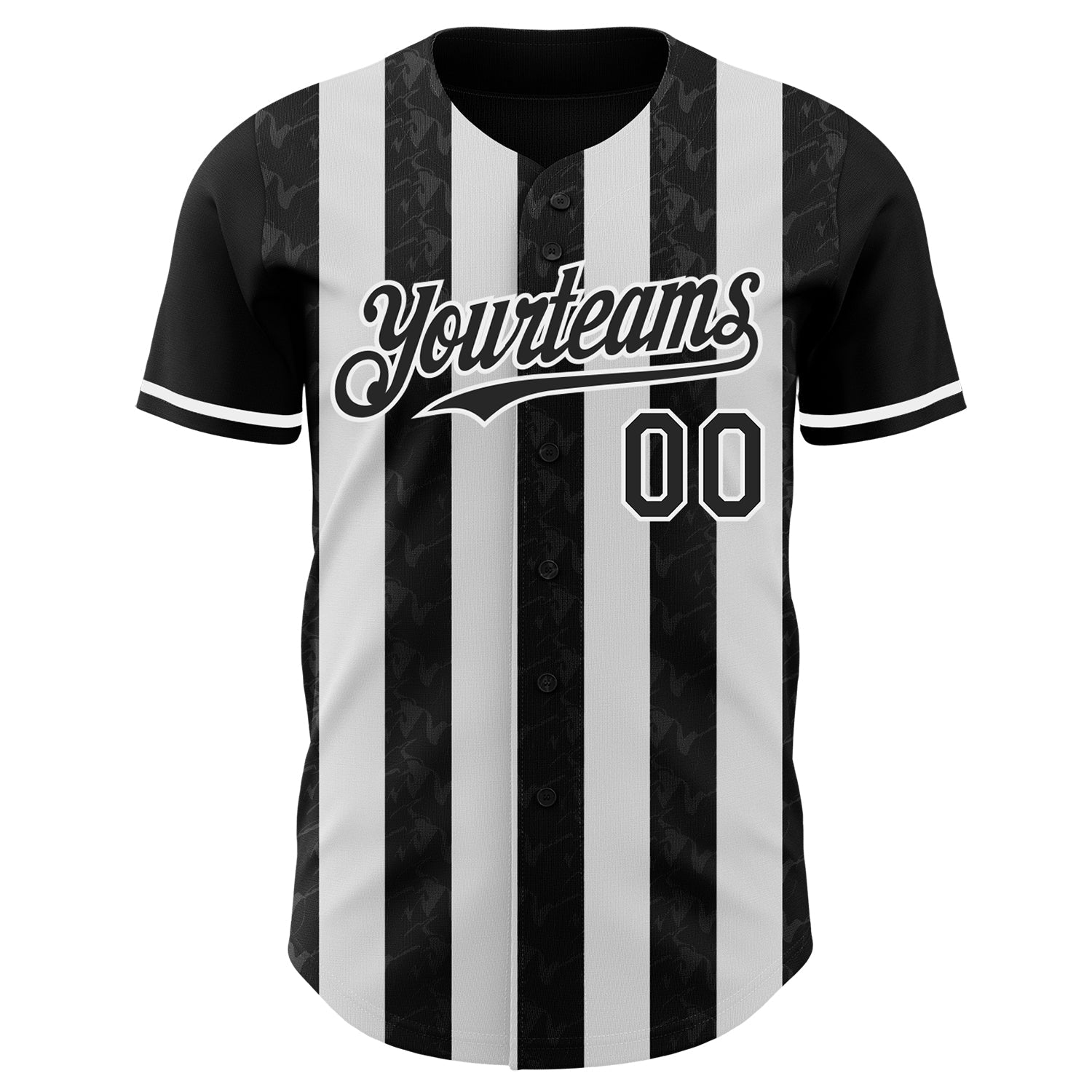 Custom Black-White Classic Vertical Stripe Fluid Liquid Texture Authentic Baseball Jersey