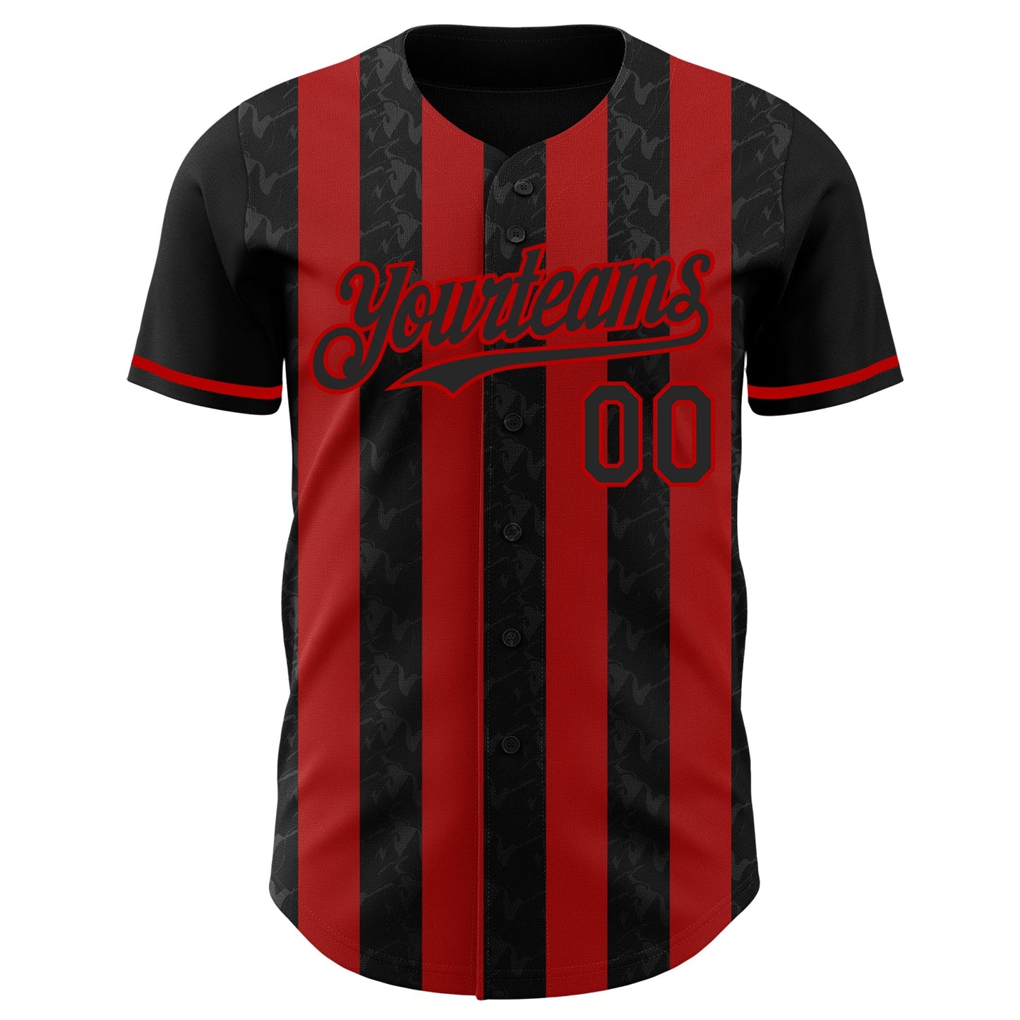 Custom Black-Red Classic Vertical Stripe Fluid Liquid Texture Authentic Baseball Jersey