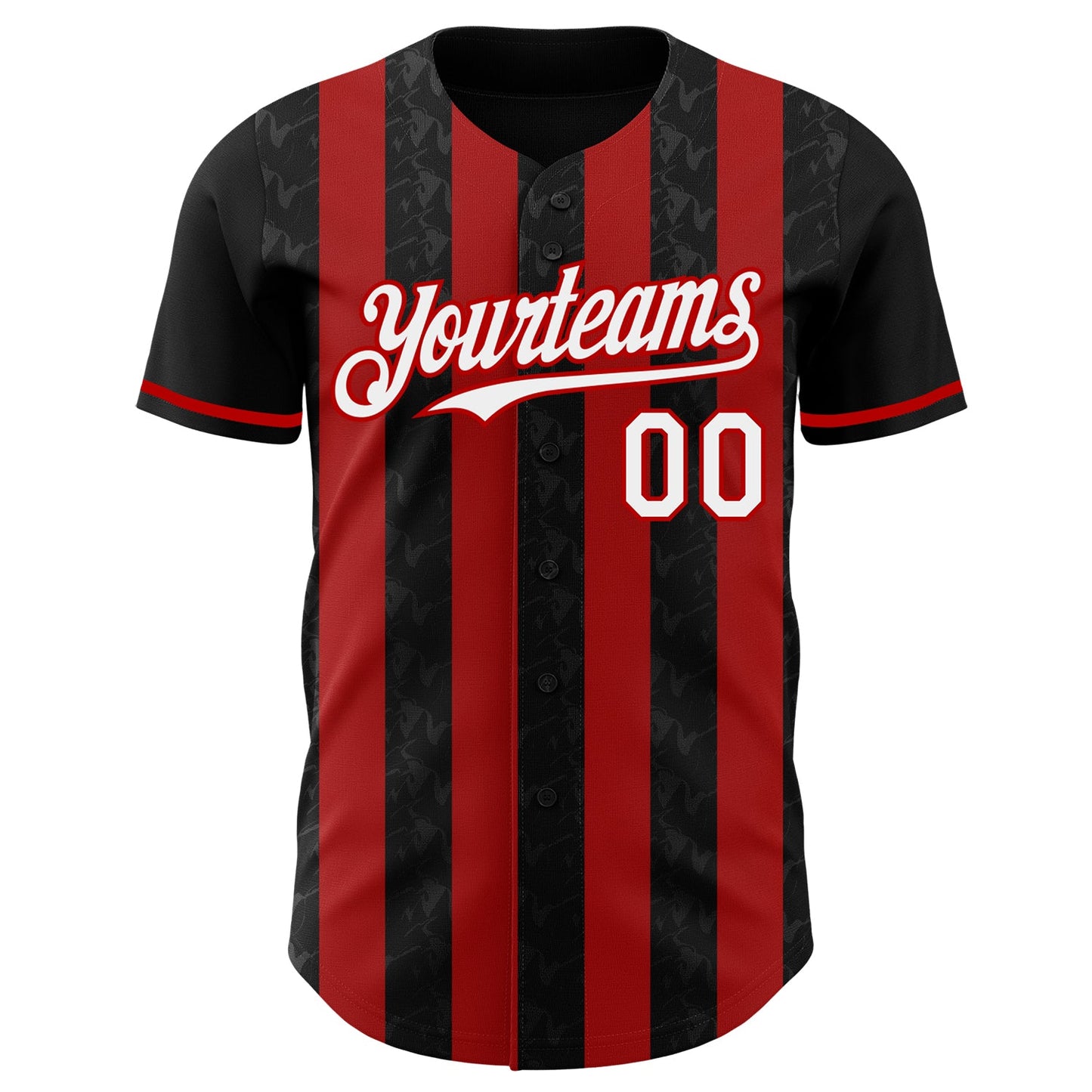Custom Black White-Red Classic Vertical Stripe Fluid Liquid Texture Authentic Baseball Jersey