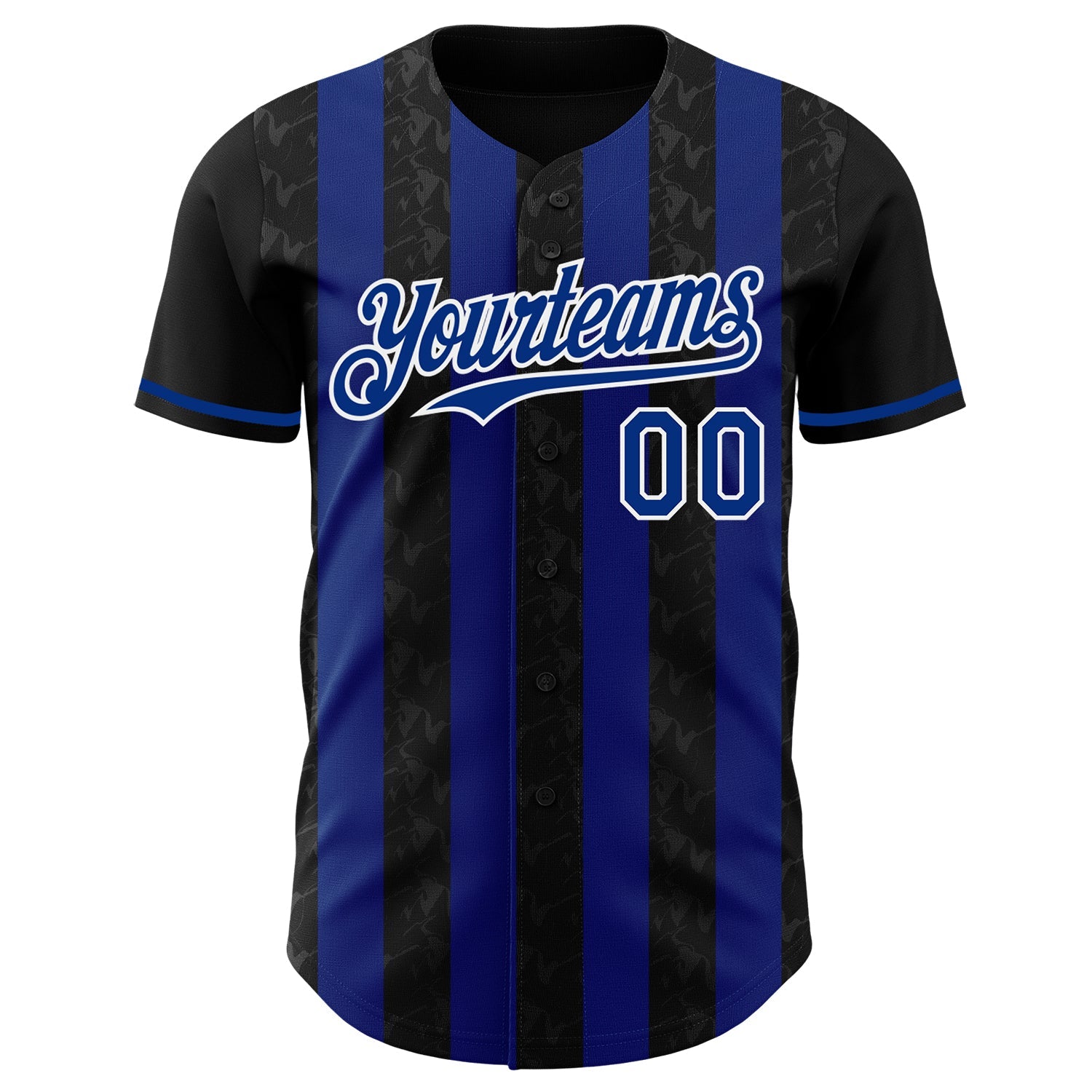 Custom Black Royal-White Classic Vertical Stripe Fluid Liquid Texture Authentic Baseball Jersey