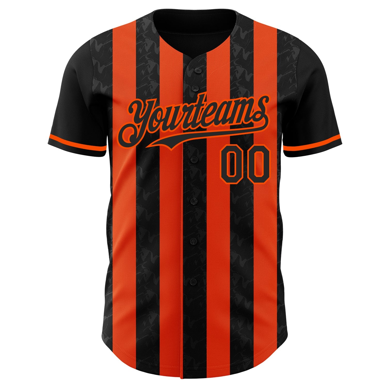 Custom Black-Orange Classic Vertical Stripe Fluid Liquid Texture Authentic Baseball Jersey