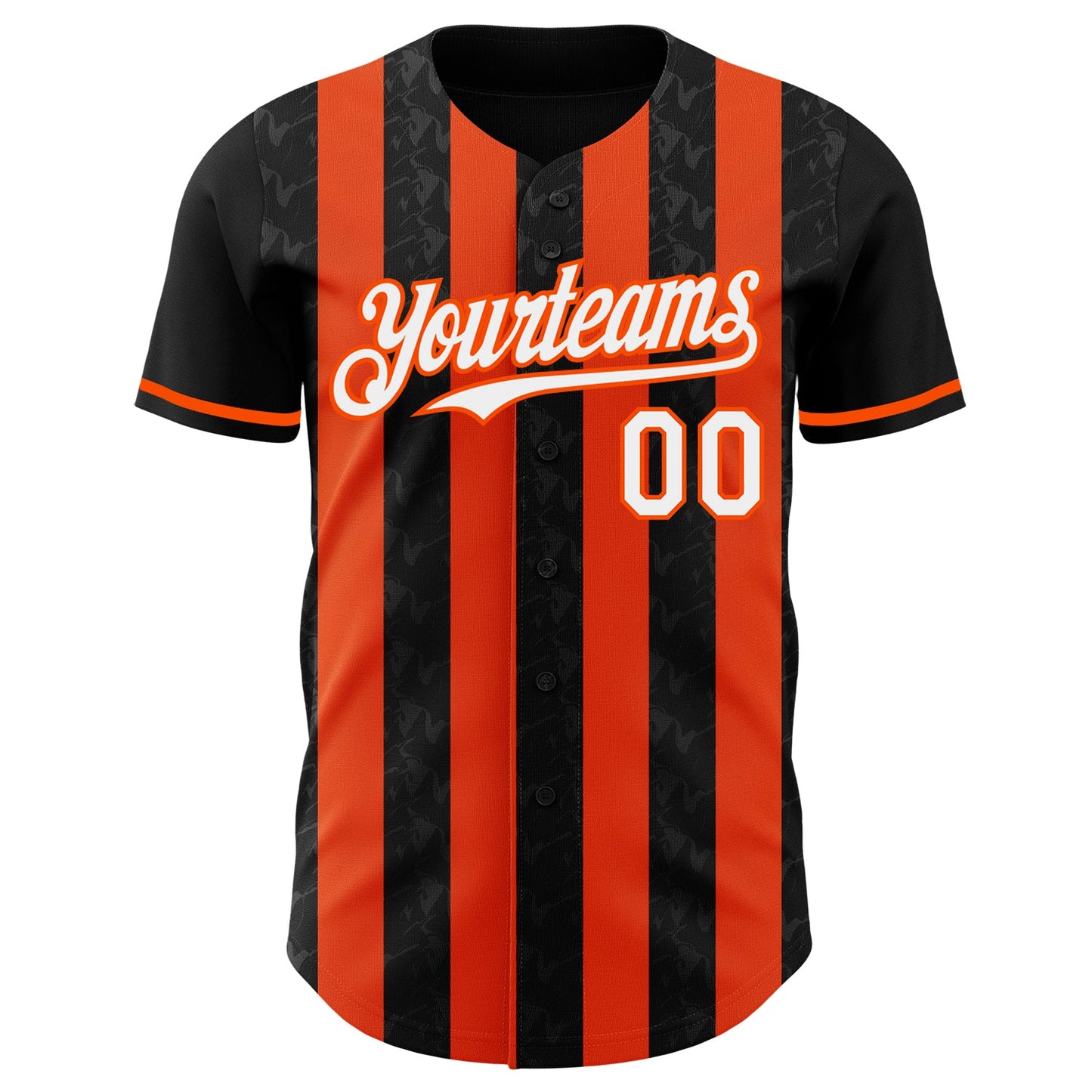 Custom Black White-Orange Classic Vertical Stripe Fluid Liquid Texture Authentic Baseball Jersey