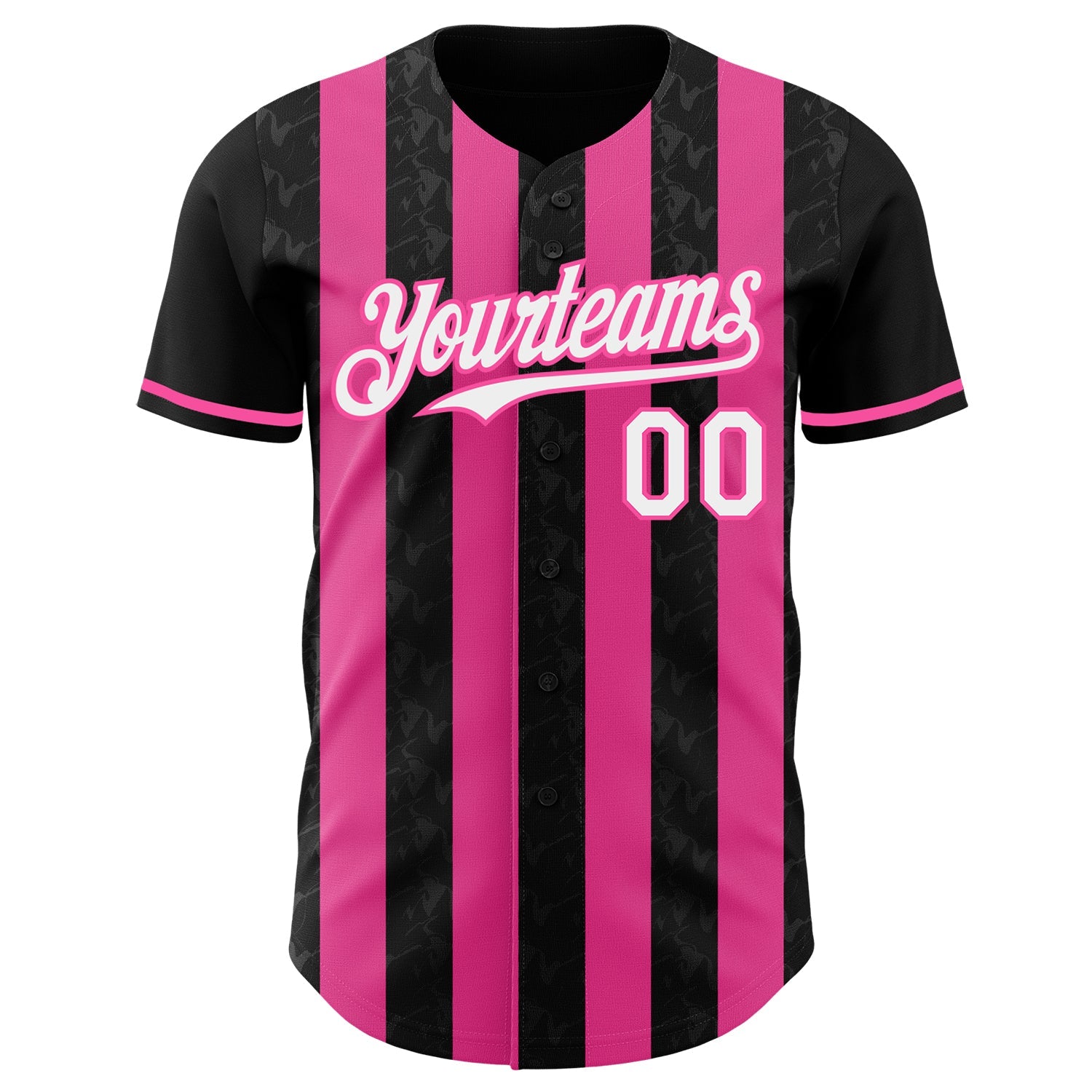 Custom Black White-Pink Classic Vertical Stripe Fluid Liquid Texture Authentic Baseball Jersey
