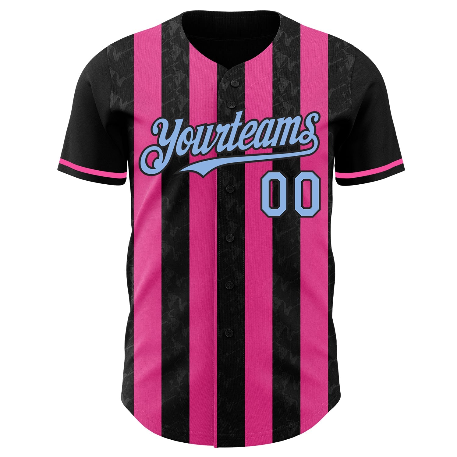 Custom Black Light Blue-Pink Classic Vertical Stripe Fluid Liquid Texture Authentic Baseball Jersey