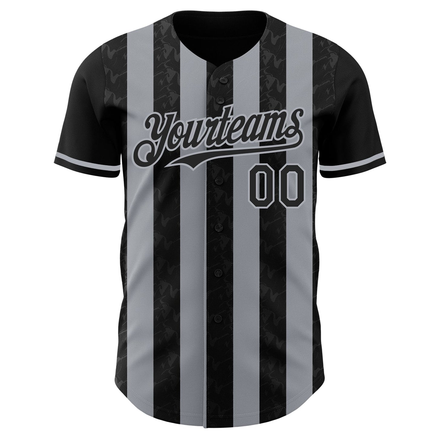 Custom Black-Gray Classic Vertical Stripe Fluid Liquid Texture Authentic Baseball Jersey