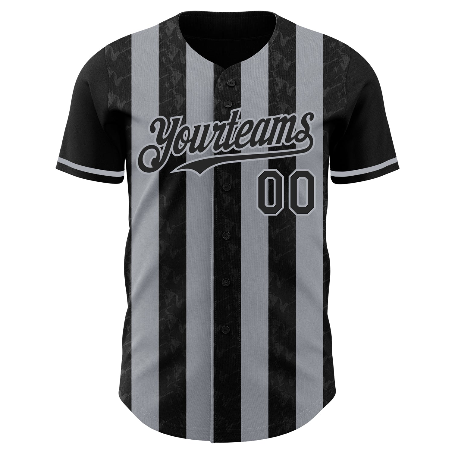 Custom Black-Gray Classic Vertical Stripe Fluid Liquid Texture Authentic Baseball Jersey