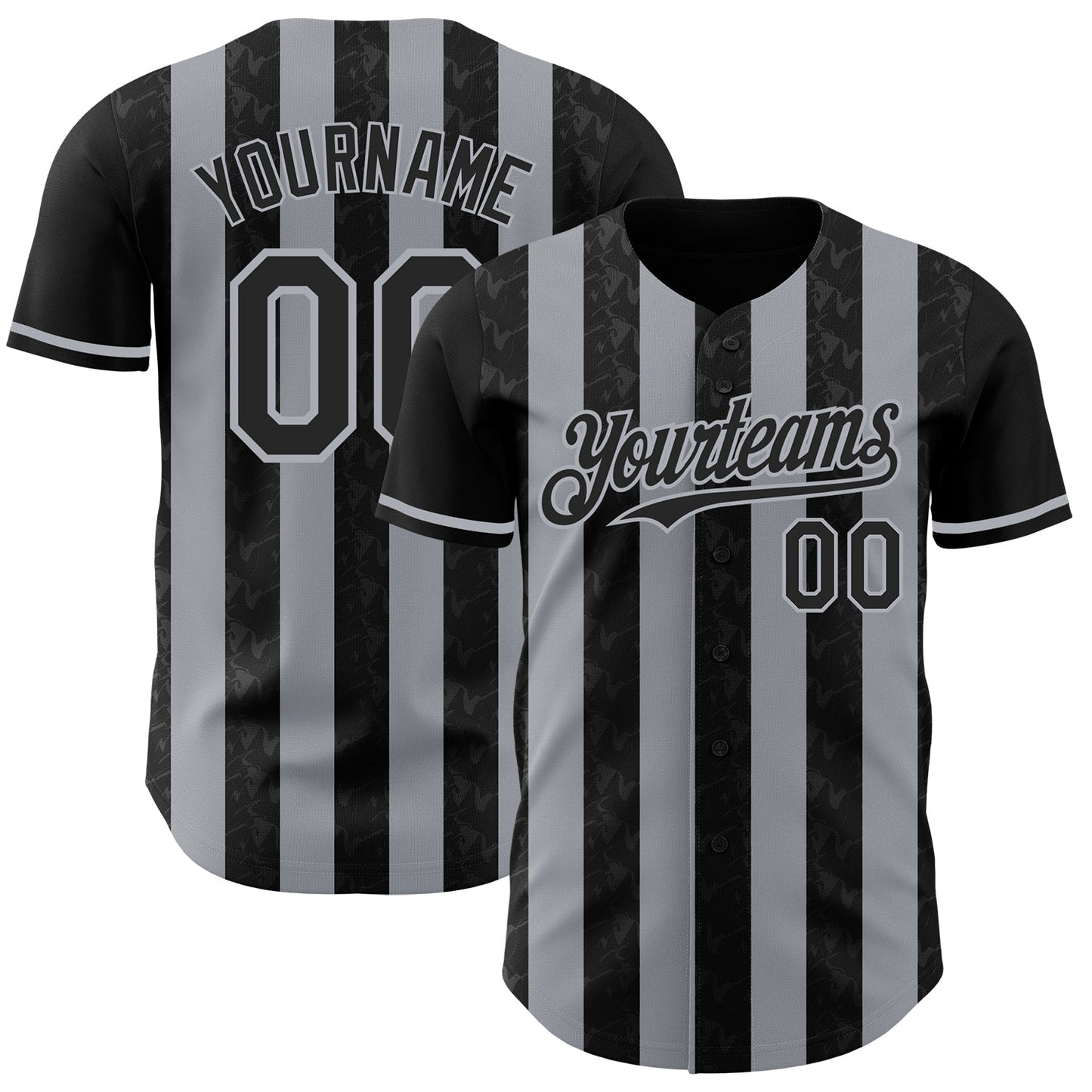 Custom Black-Gray Classic Vertical Stripe Fluid Liquid Texture Authentic Baseball Jersey