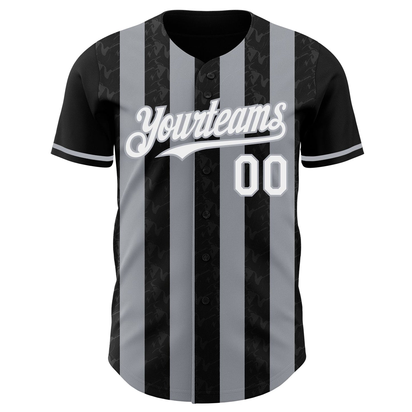 Custom Black White-Gray Classic Vertical Stripe Fluid Liquid Texture Authentic Baseball Jersey