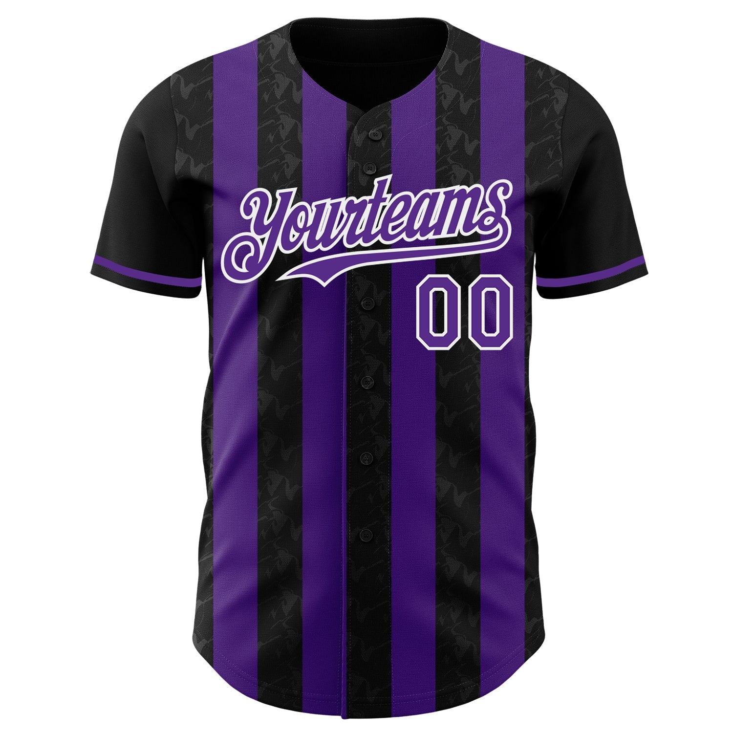 Custom Black Purple-White Classic Vertical Stripe Fluid Liquid Texture Authentic Baseball Jersey