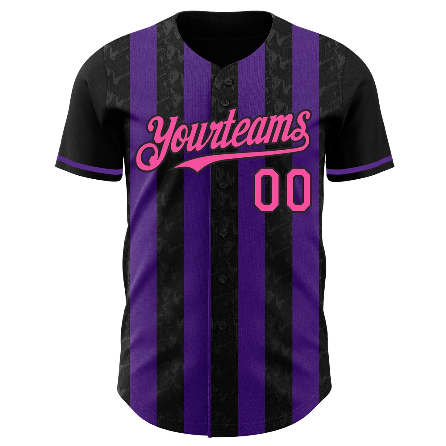 Custom Black Pink-Purple Classic Vertical Stripe Fluid Liquid Texture Authentic Baseball Jersey