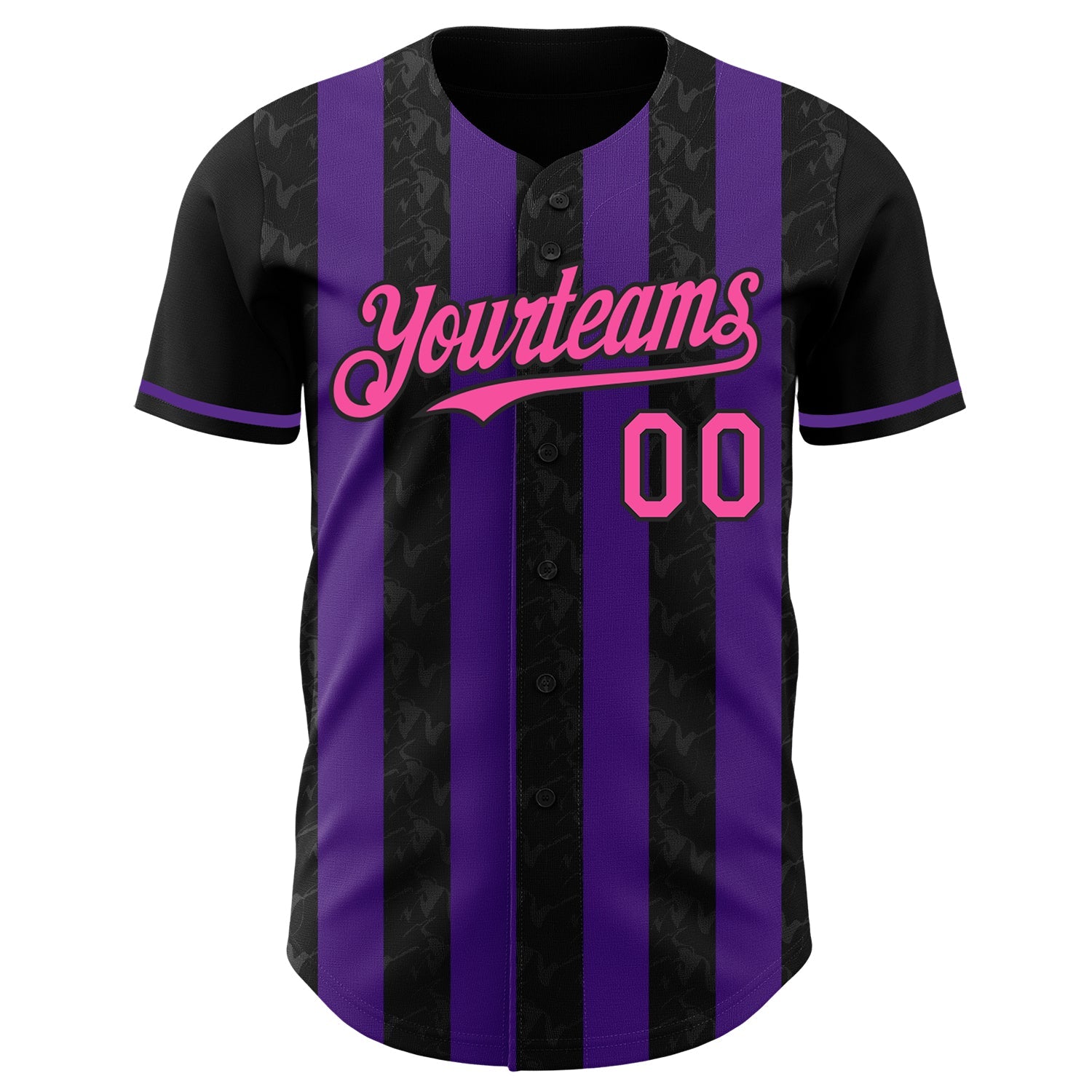 Custom Black Pink-Purple Classic Vertical Stripe Fluid Liquid Texture Authentic Baseball Jersey