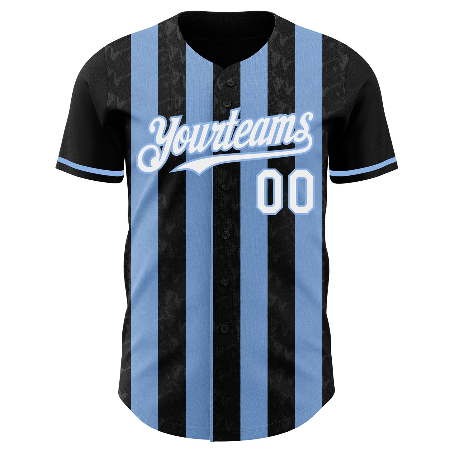 Custom Black White-Light Blue Classic Vertical Stripe Fluid Liquid Texture Authentic Baseball Jersey