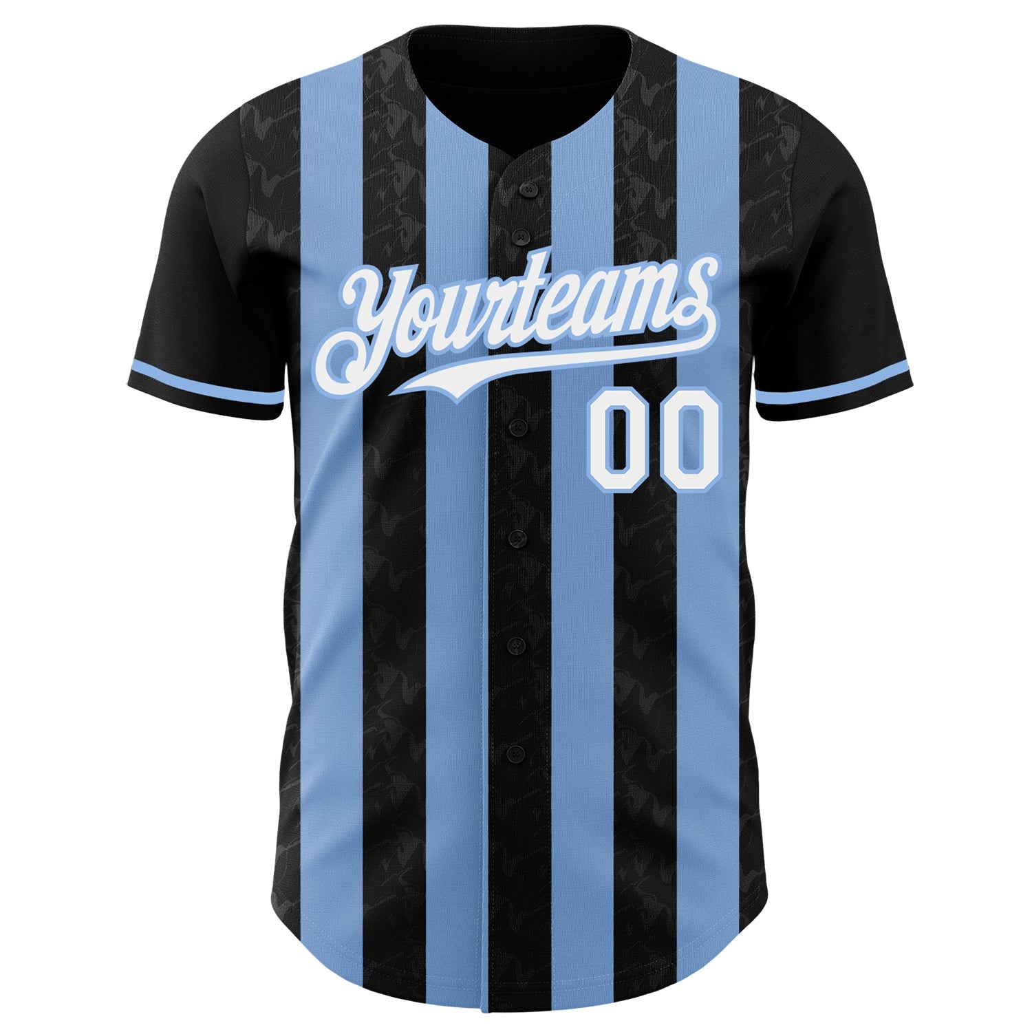 Custom Black White-Light Blue Classic Vertical Stripe Fluid Liquid Texture Authentic Baseball Jersey