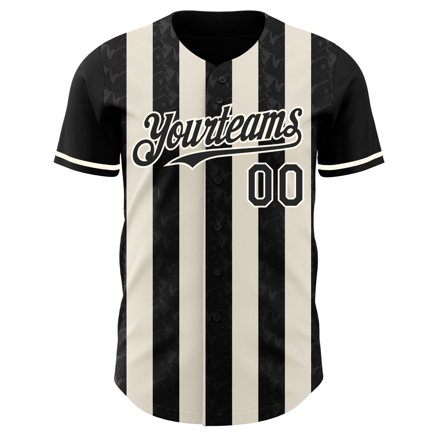 Custom Black Cream-Cream Classic Vertical Stripe Fluid Liquid Texture Authentic Baseball Jersey