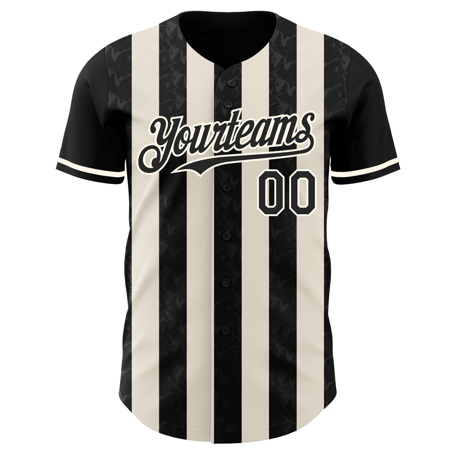 Custom Black Cream-Cream Classic Vertical Stripe Fluid Liquid Texture Authentic Baseball Jersey