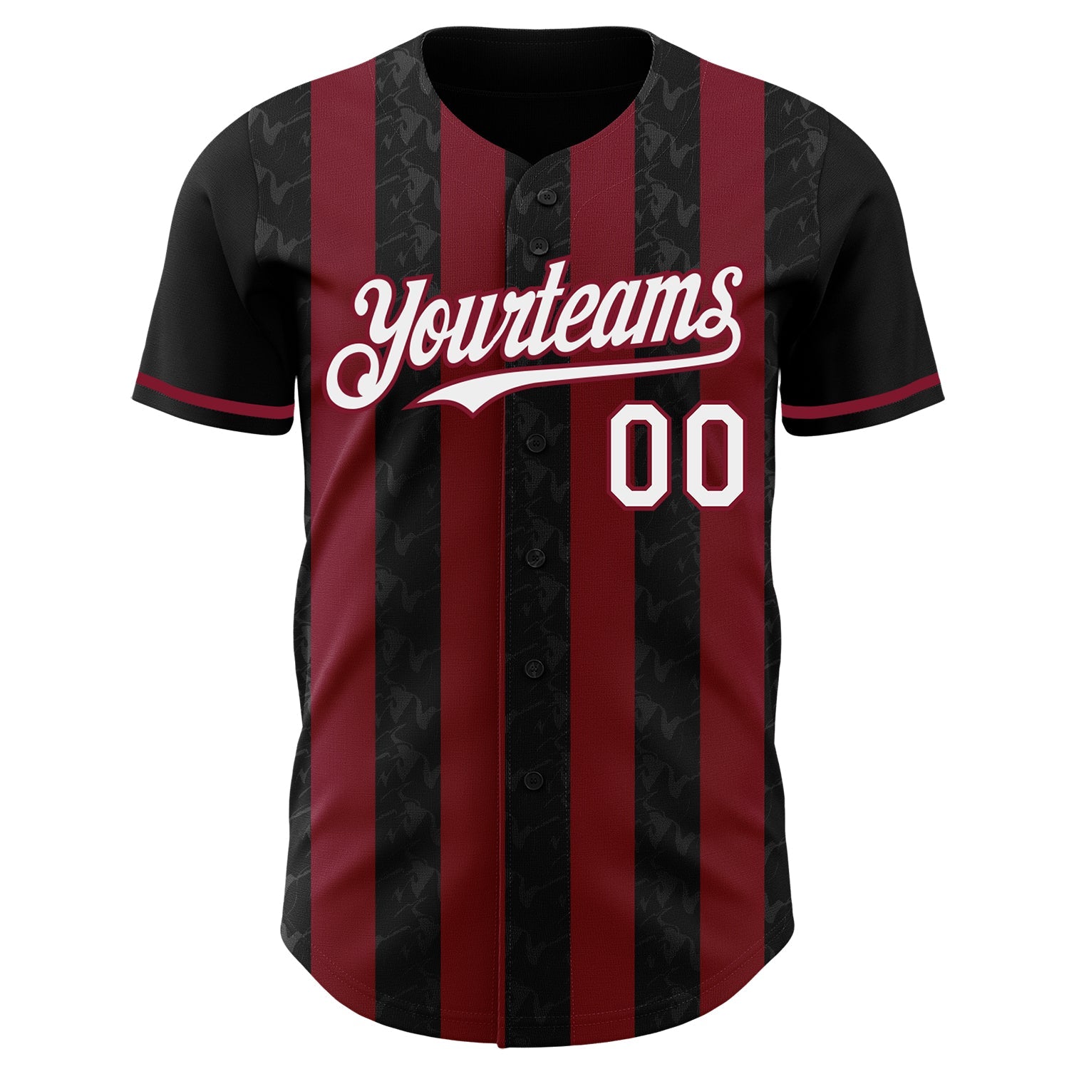 Custom Black White-Crimson Classic Vertical Stripe Fluid Liquid Texture Authentic Baseball Jersey