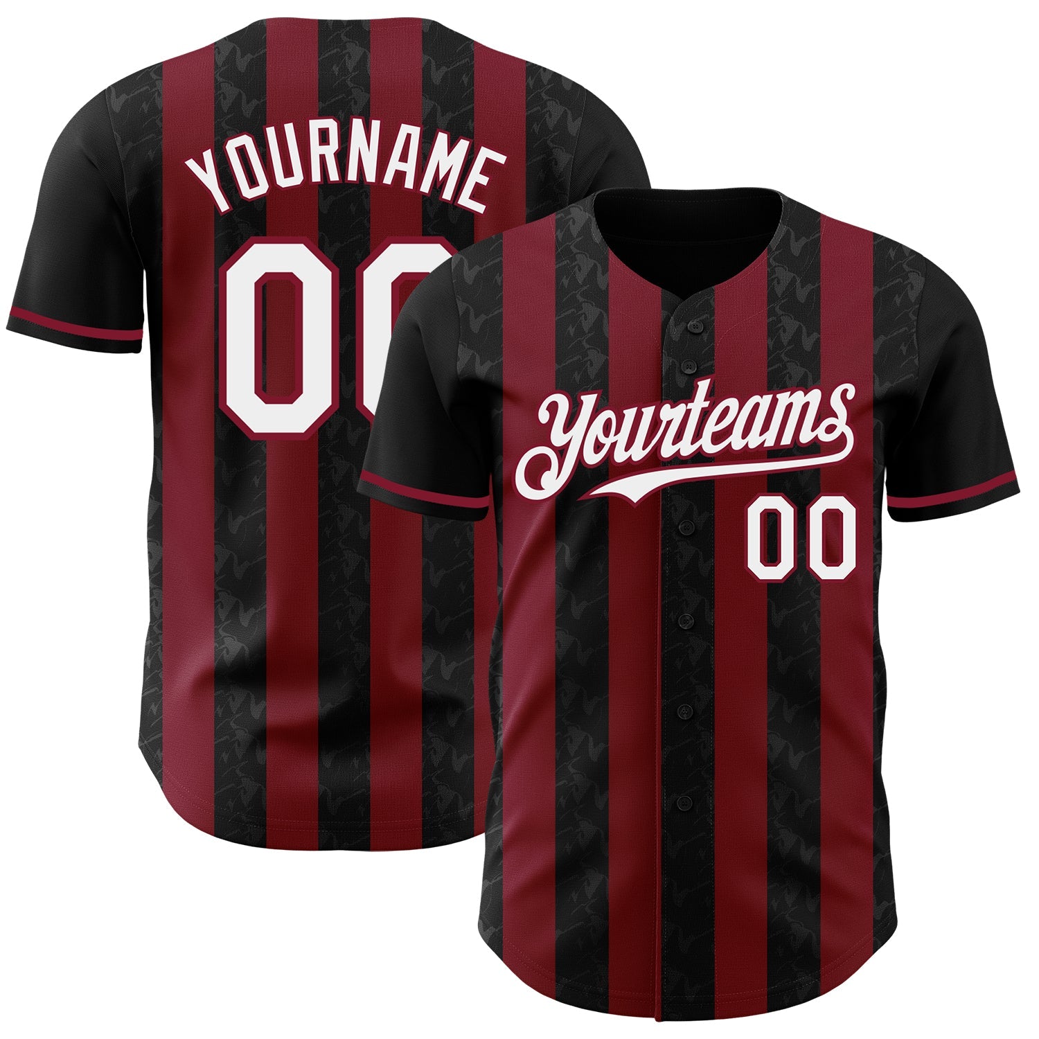 Custom Black White-Crimson Classic Vertical Stripe Fluid Liquid Texture Authentic Baseball Jersey