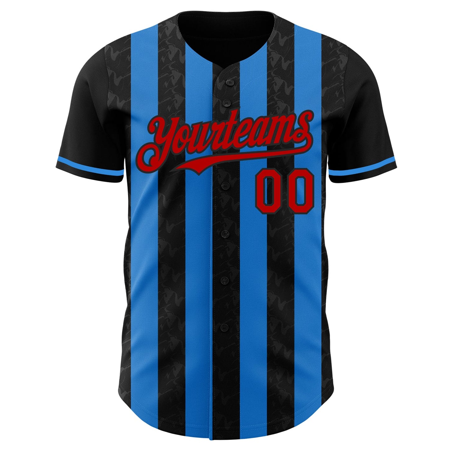 Custom Black Red-Electric Blue Classic Vertical Stripe Fluid Liquid Texture Authentic Baseball Jersey