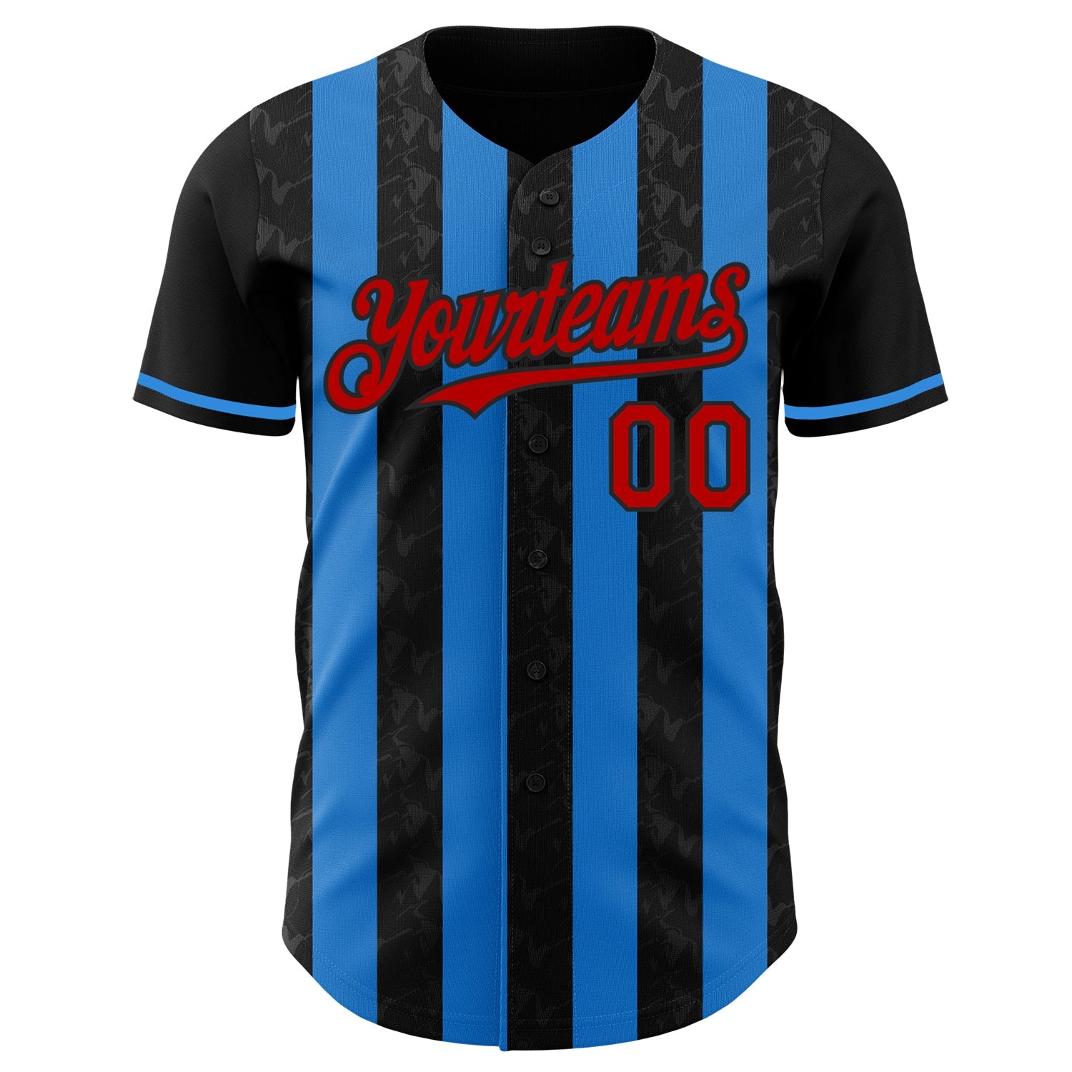 Custom Black Red-Electric Blue Classic Vertical Stripe Fluid Liquid Texture Authentic Baseball Jersey