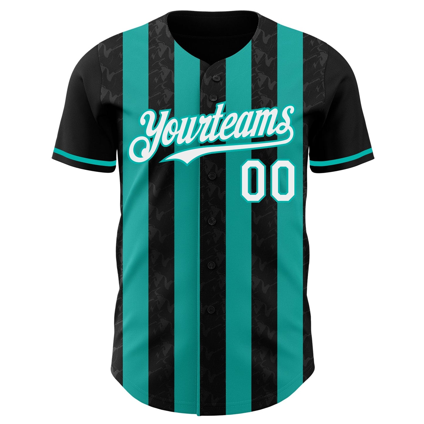 Custom Black White-Aqua Classic Vertical Stripe Fluid Liquid Texture Authentic Baseball Jersey