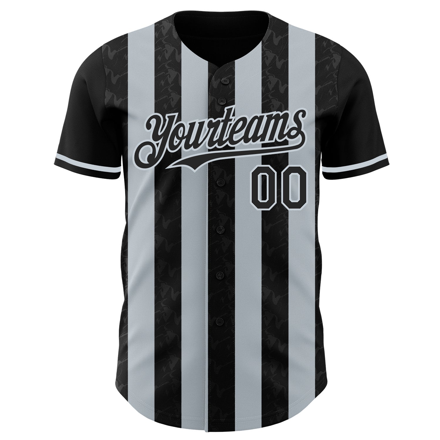 Custom Black-Silver Classic Vertical Stripe Fluid Liquid Texture Authentic Baseball Jersey
