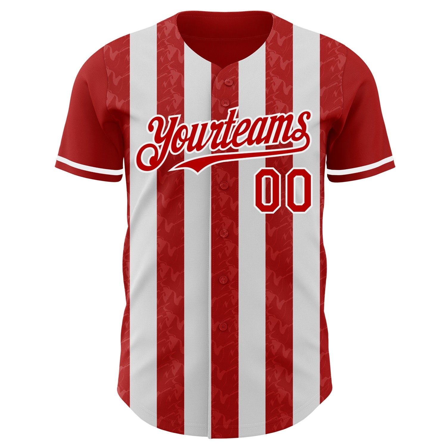 Custom Red-White Classic Vertical Stripe Fluid Liquid Texture Authentic Baseball Jersey