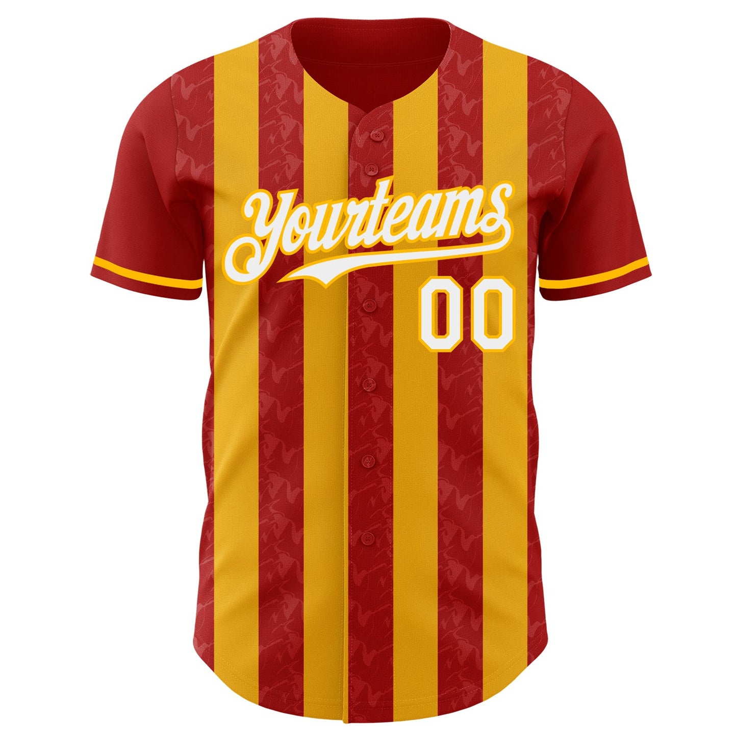 Custom Red White-Gold Classic Vertical Stripe Fluid Liquid Texture Authentic Baseball Jersey