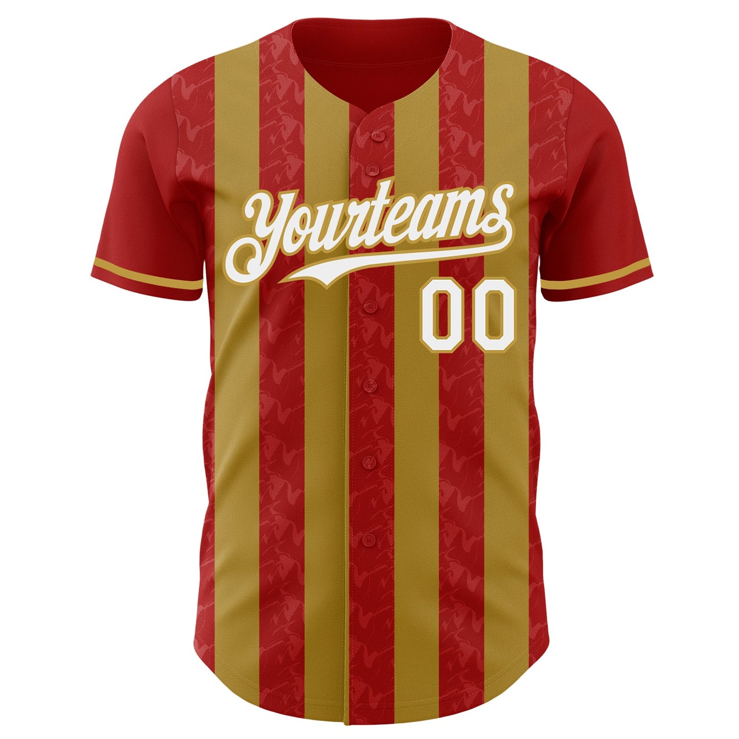 Custom Red White-Old Gold Classic Vertical Stripe Fluid Liquid Texture Authentic Baseball Jersey