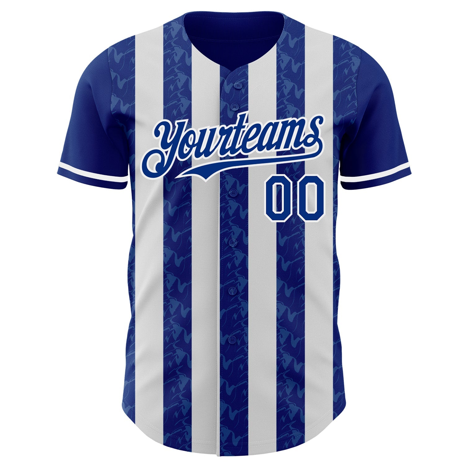 Custom Royal-White Classic Vertical Stripe Fluid Liquid Texture Authentic Baseball Jersey