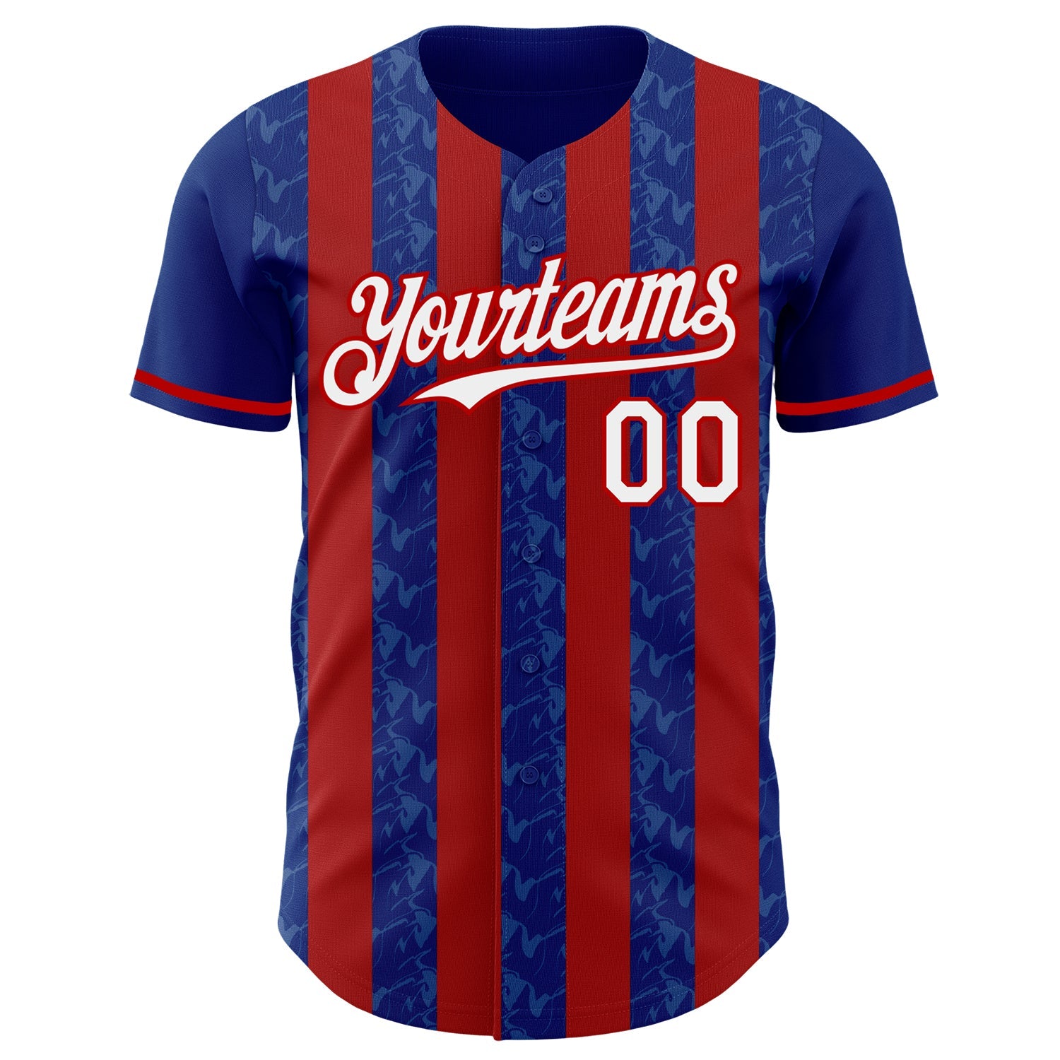 Custom Royal White-Red Classic Vertical Stripe Fluid Liquid Texture Authentic Baseball Jersey