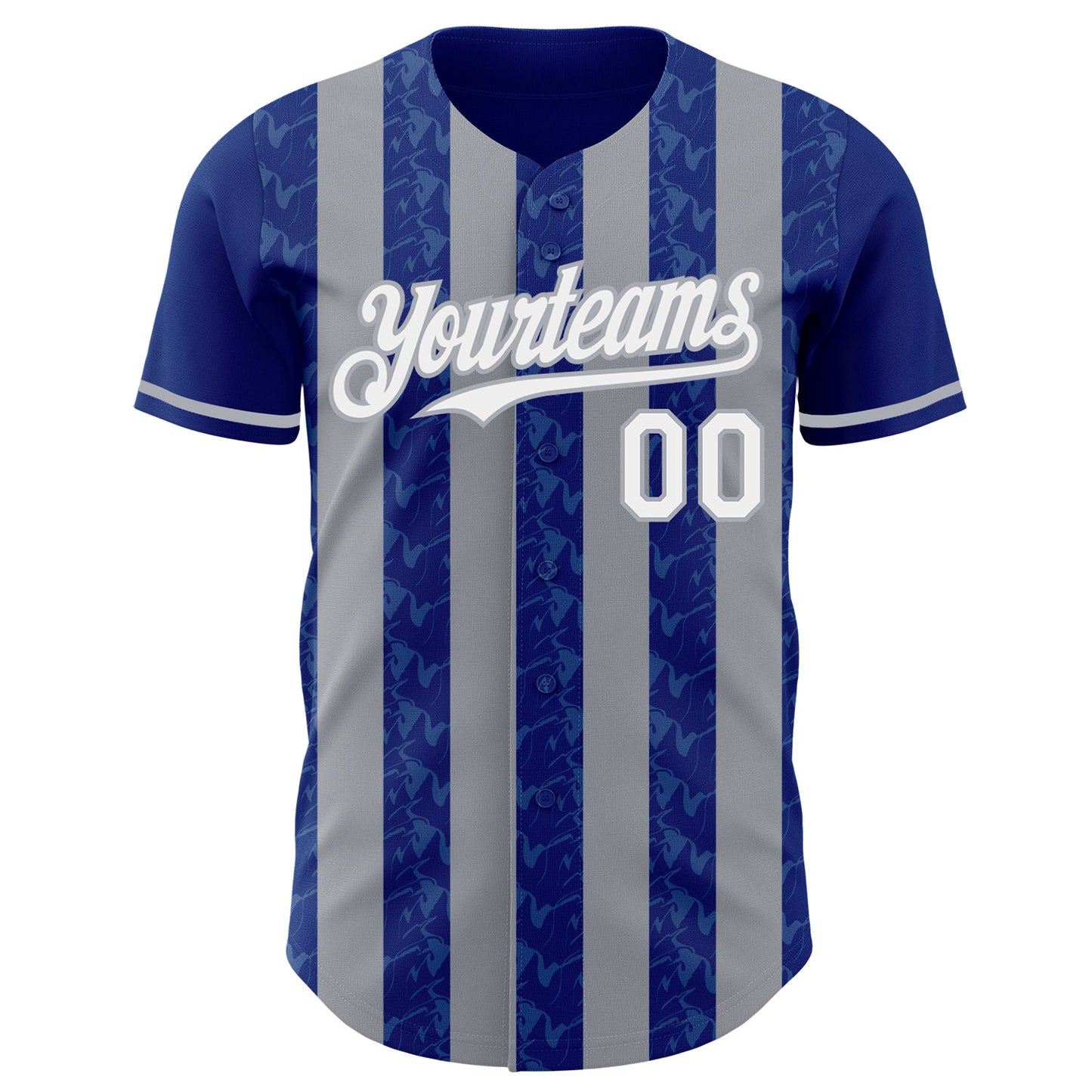 Custom Royal White-Gray Classic Vertical Stripe Fluid Liquid Texture Authentic Baseball Jersey