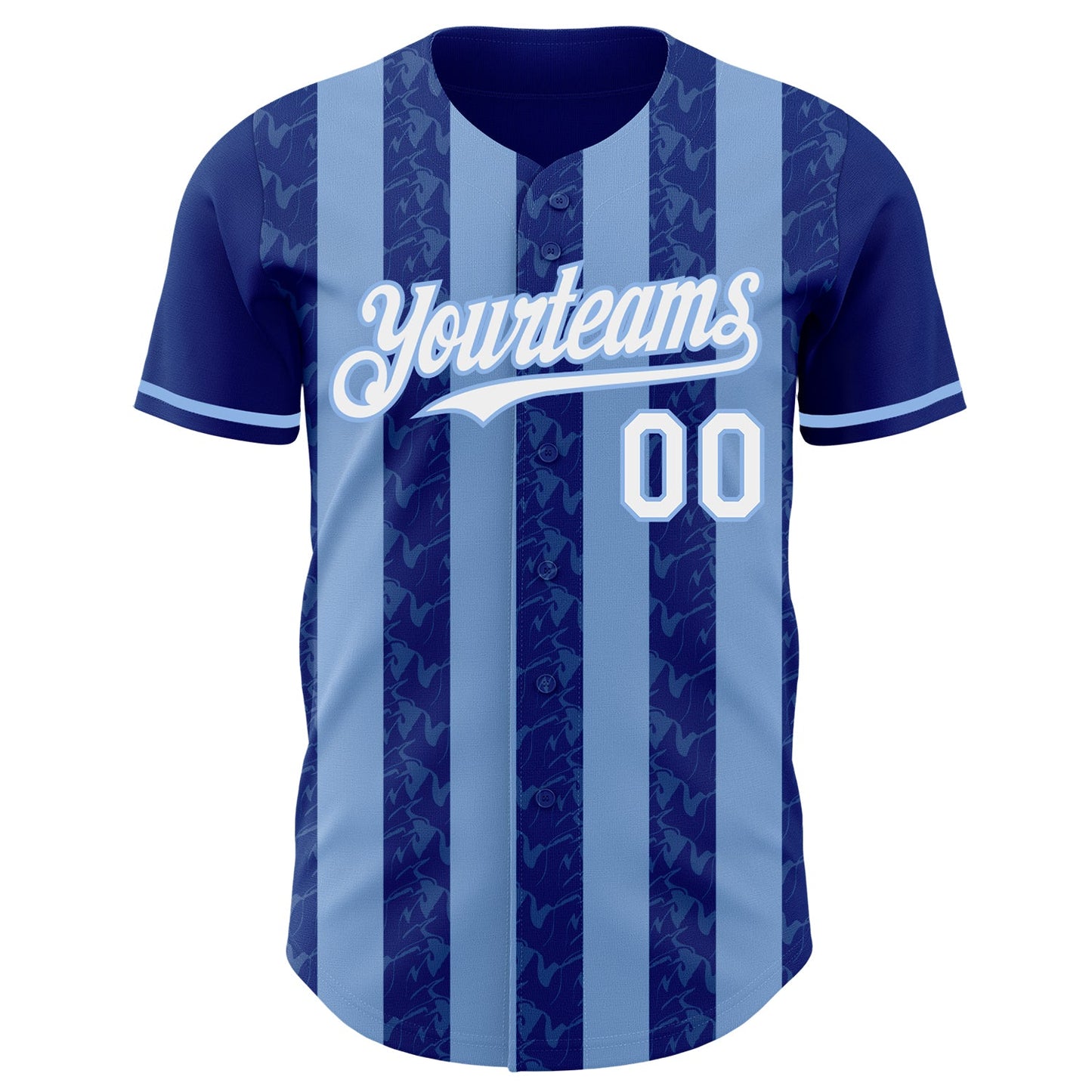 Custom Royal White-Light Blue Classic Vertical Stripe Fluid Liquid Texture Authentic Baseball Jersey