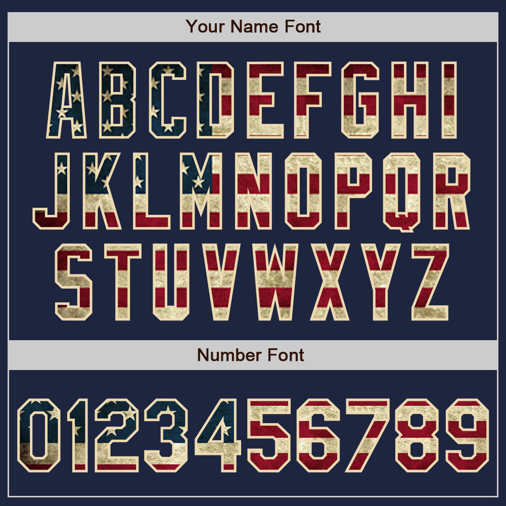 Custom Navy Vintage USA Flag Cream-Cream Classic Vertical Stripe Fluid Liquid Texture Authentic Baseball Jersey