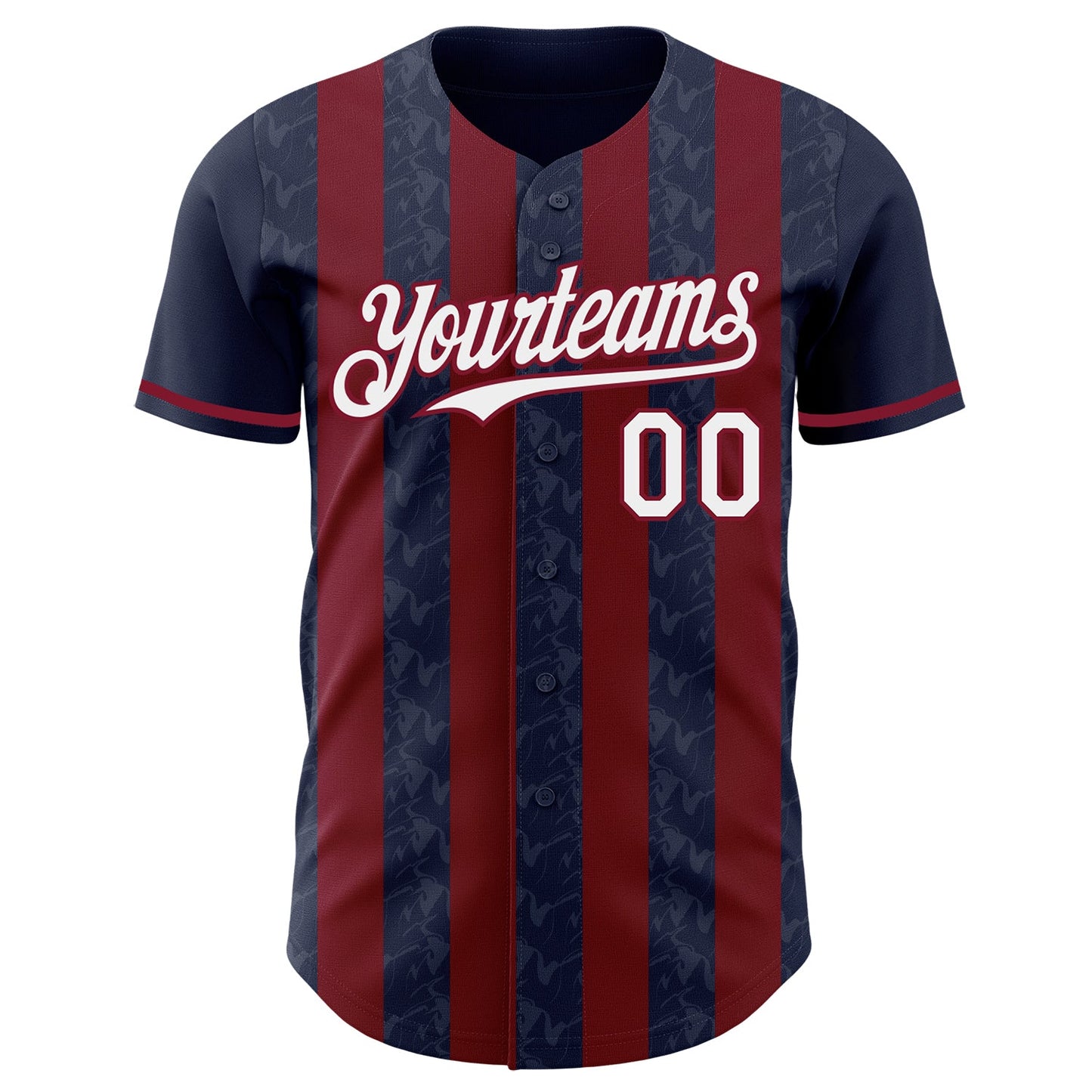Custom Navy White-Crimson Classic Vertical Stripe Fluid Liquid Texture Authentic Baseball Jersey