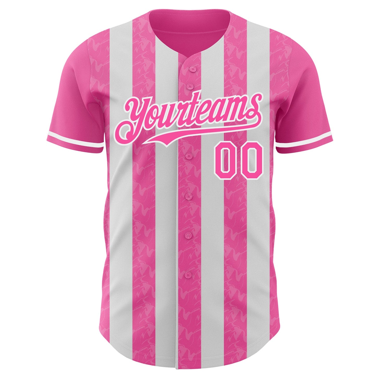 Custom Pink-White Classic Vertical Stripe Fluid Liquid Texture Authentic Baseball Jersey