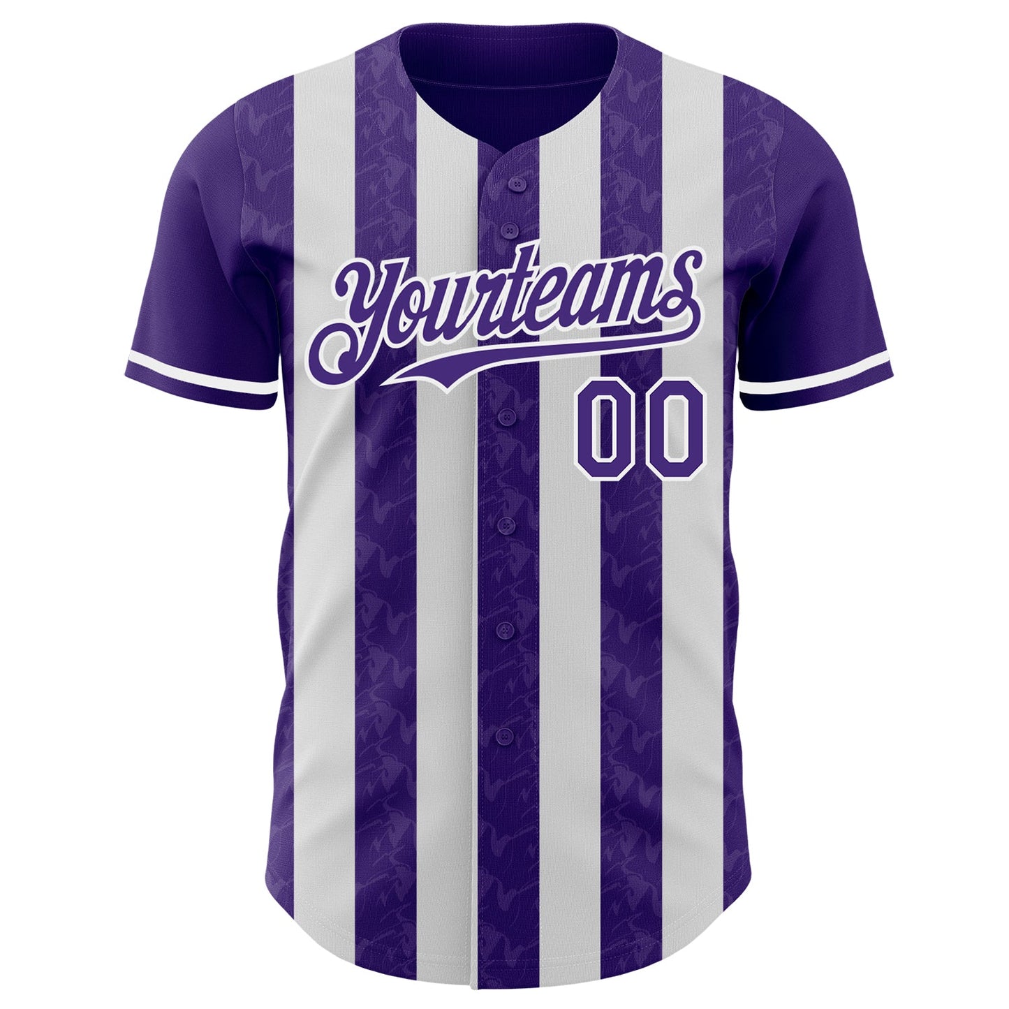 Custom Purple-White Classic Vertical Stripe Fluid Liquid Texture Authentic Baseball Jersey