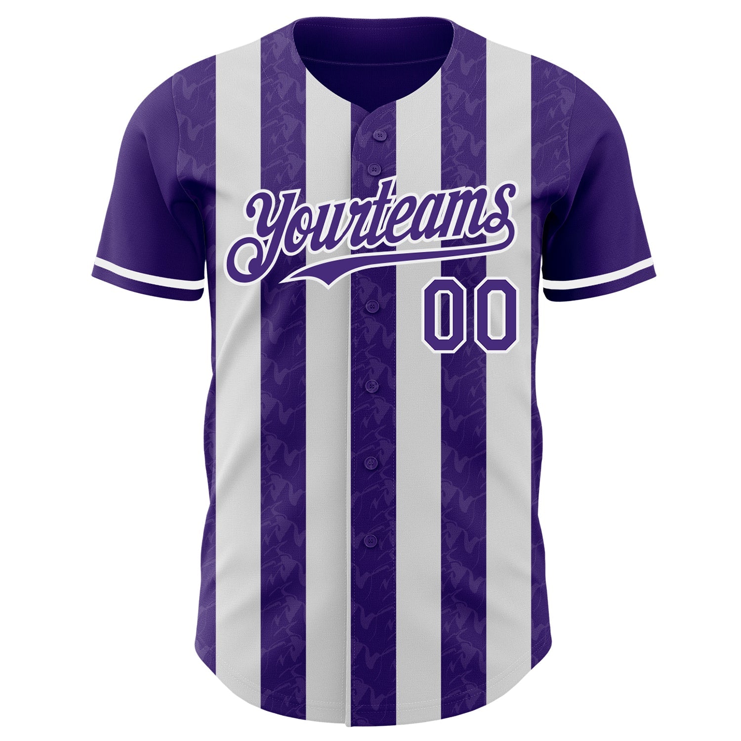Custom Purple-White Classic Vertical Stripe Fluid Liquid Texture Authentic Baseball Jersey