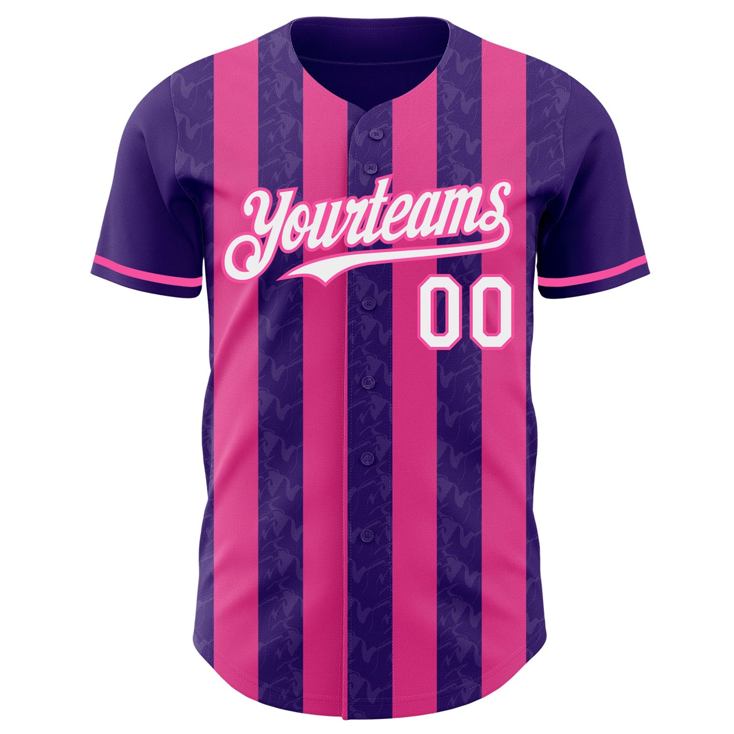 Custom Purple White-Pink Classic Vertical Stripe Fluid Liquid Texture Authentic Baseball Jersey