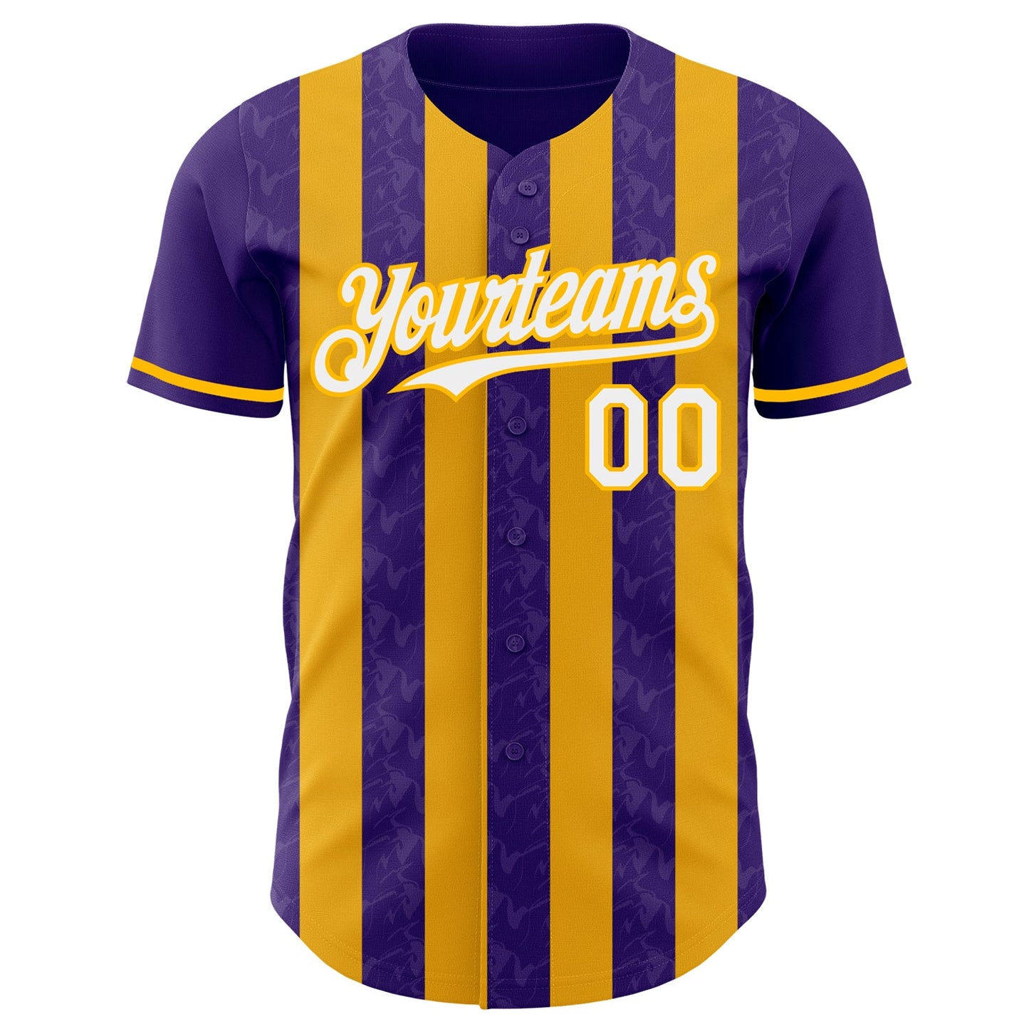 Custom Purple White-Gold Classic Vertical Stripe Fluid Liquid Texture Authentic Baseball Jersey